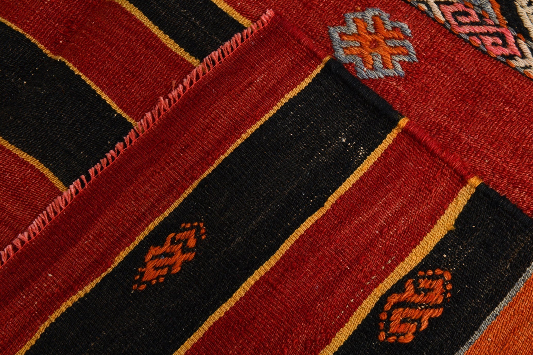 Turkish Kilim Old Rug 5’1’ x 6’12’