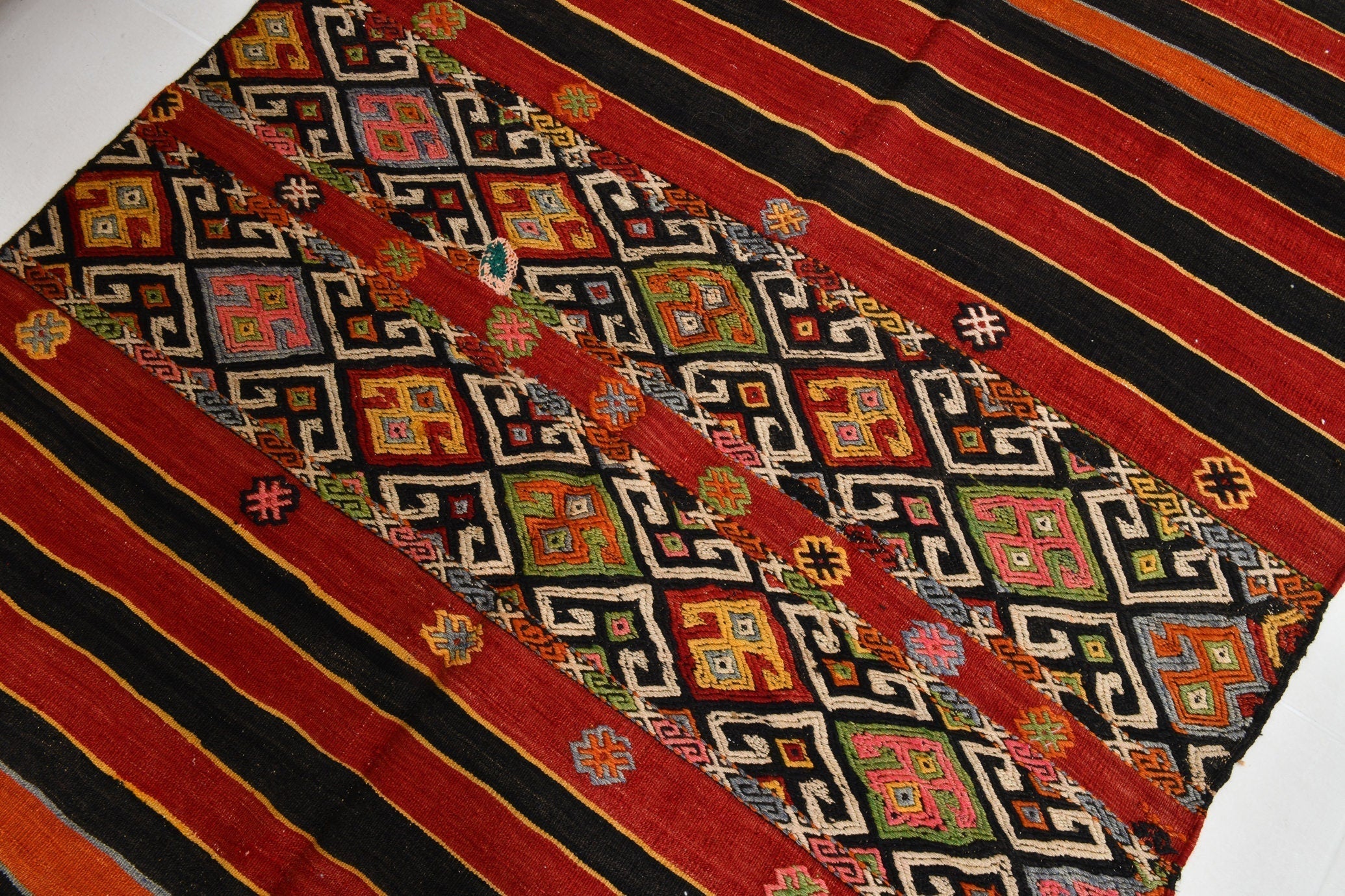 Turkish Kilim Old Rug 5’1’ x 6’12’