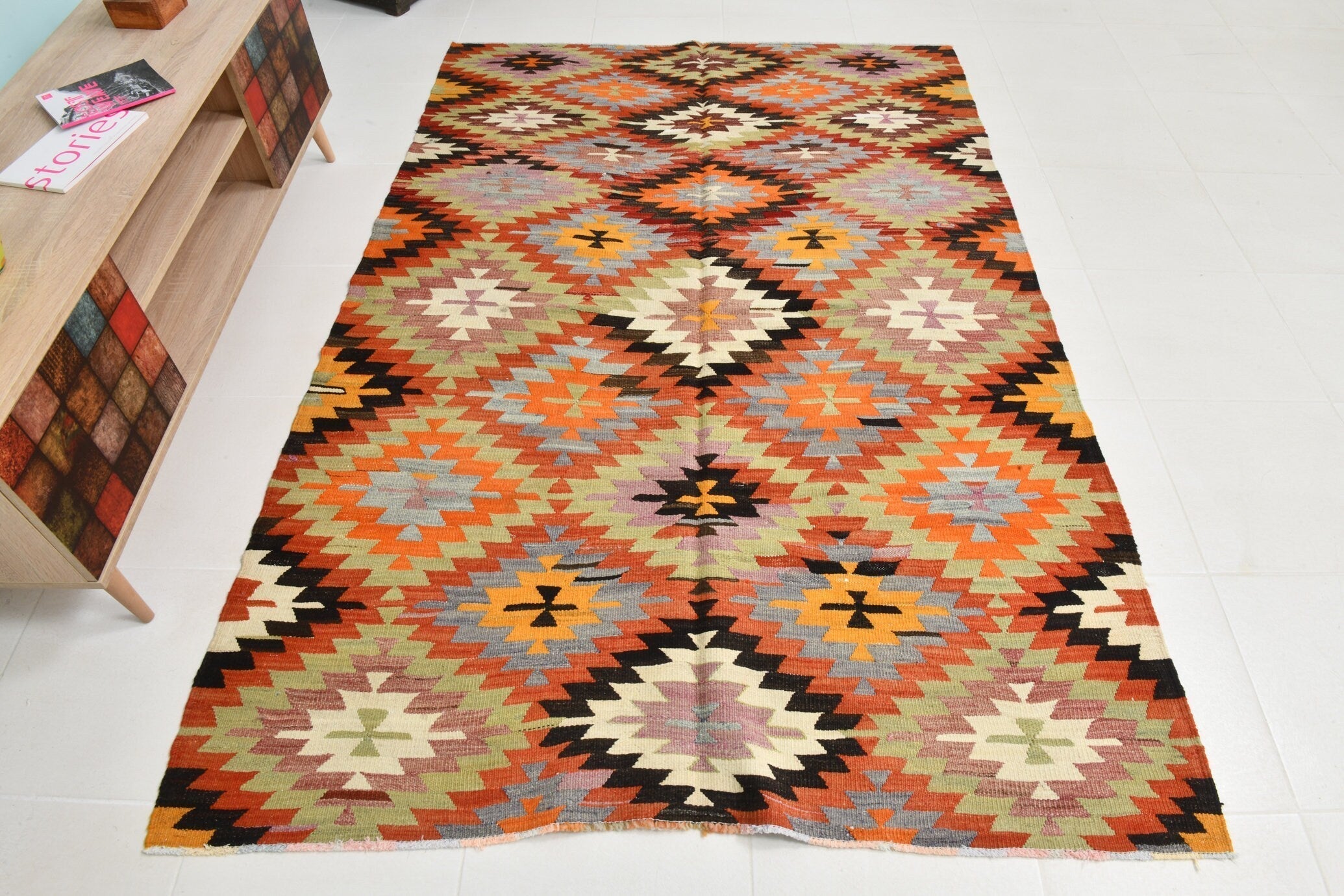 Turkish Kilim Old Rug 5’1’’ x 7’7’’