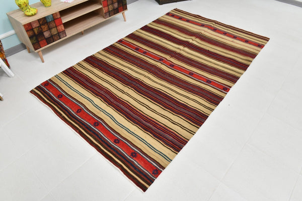 Turkish Kilim Old Rug 5’1’ x 8’4’