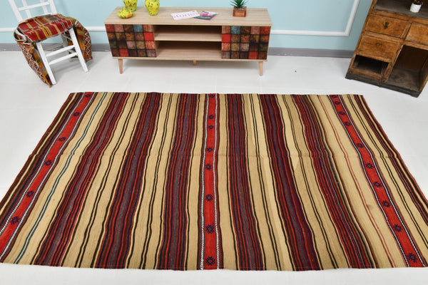 Turkish Kilim Old Rug 5’1’ x 8’4’