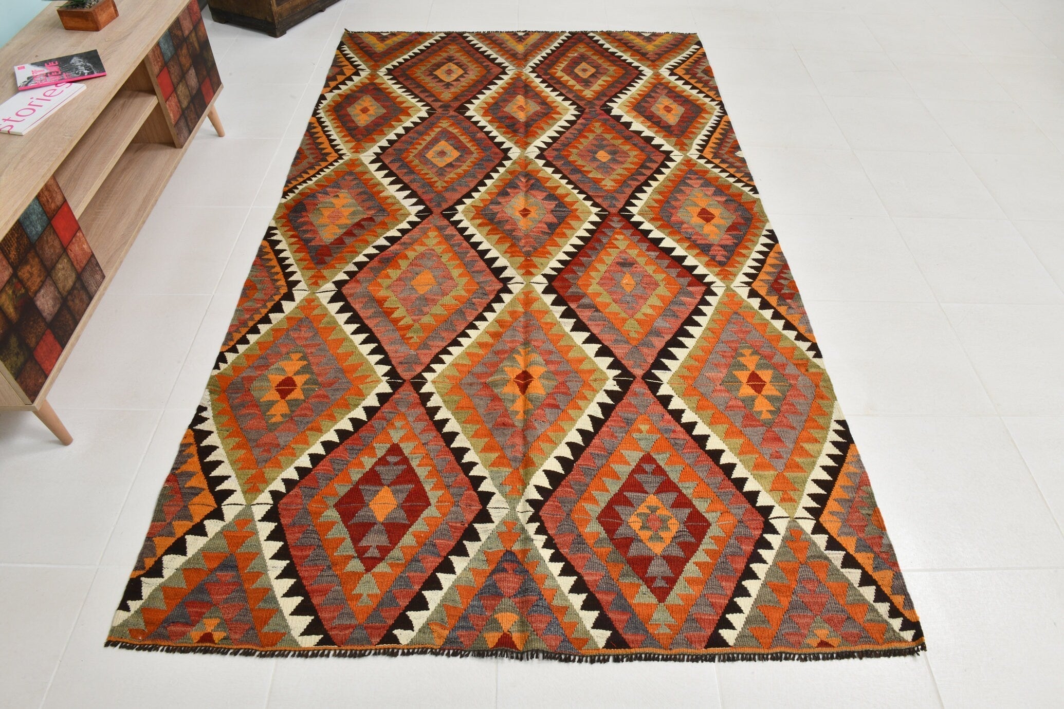 Turkish Kilim Old Rug 5’1’ x 8’8’