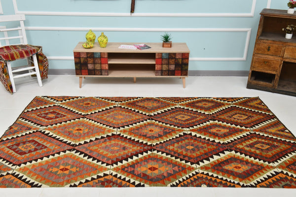 Turkish Kilim Old Rug 5’1’ x 8’8’