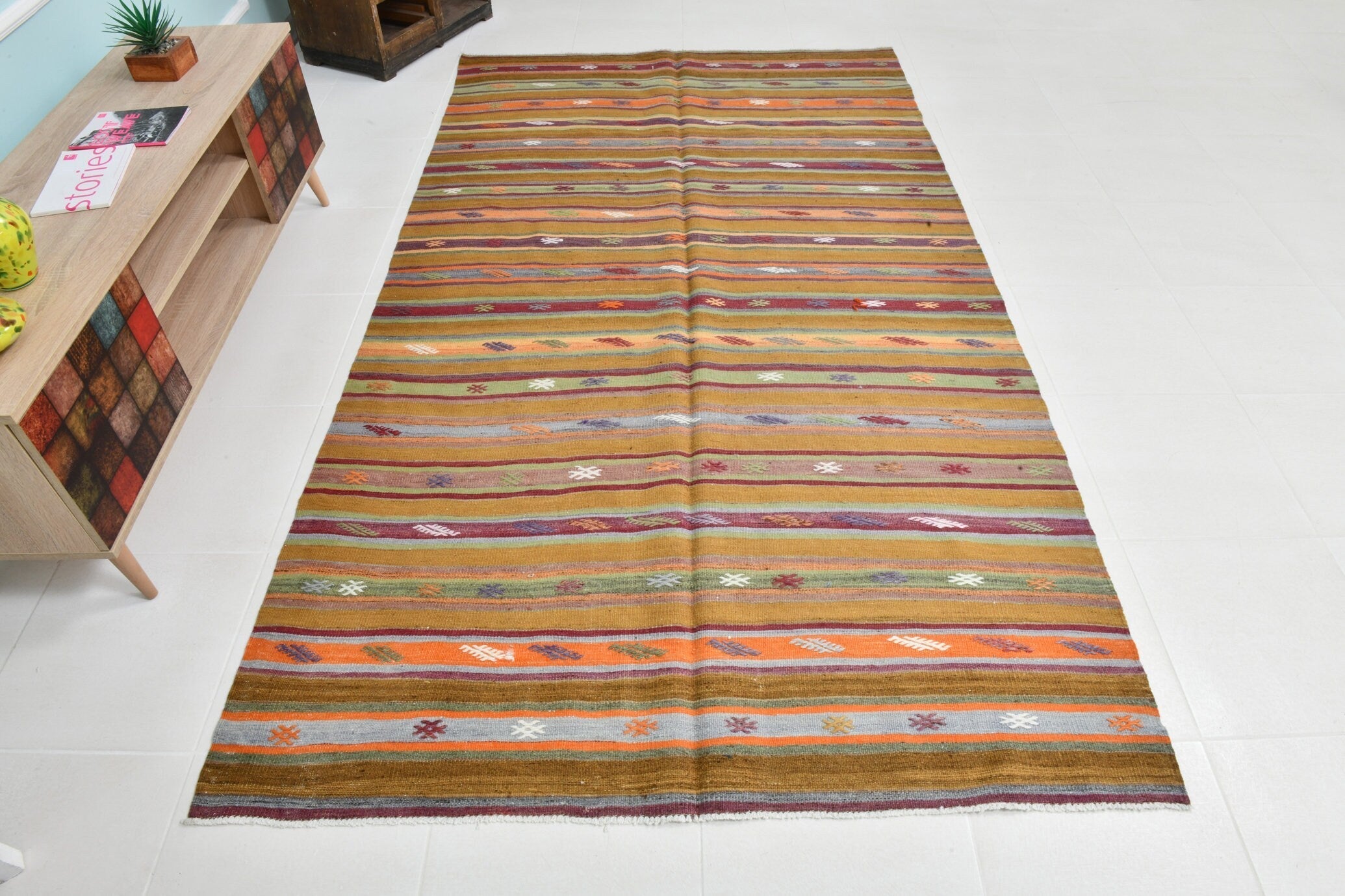 Turkish Kilim Old Rug 5’1’’ x 9’1’’