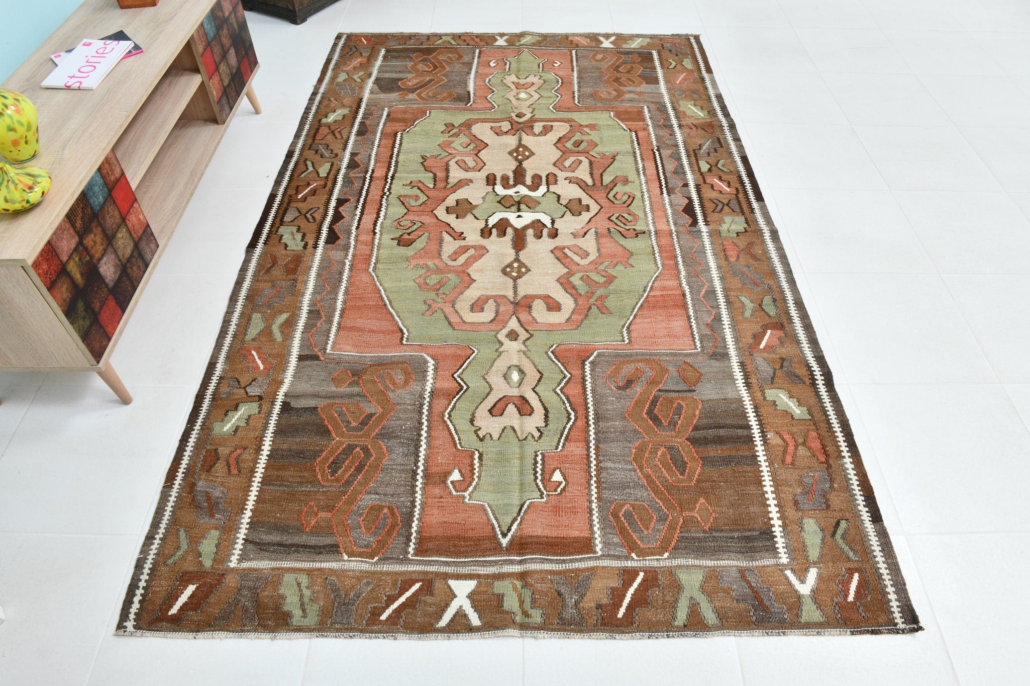 Turkish Kilim Old Rug 5’2’’ x 8’4’’
