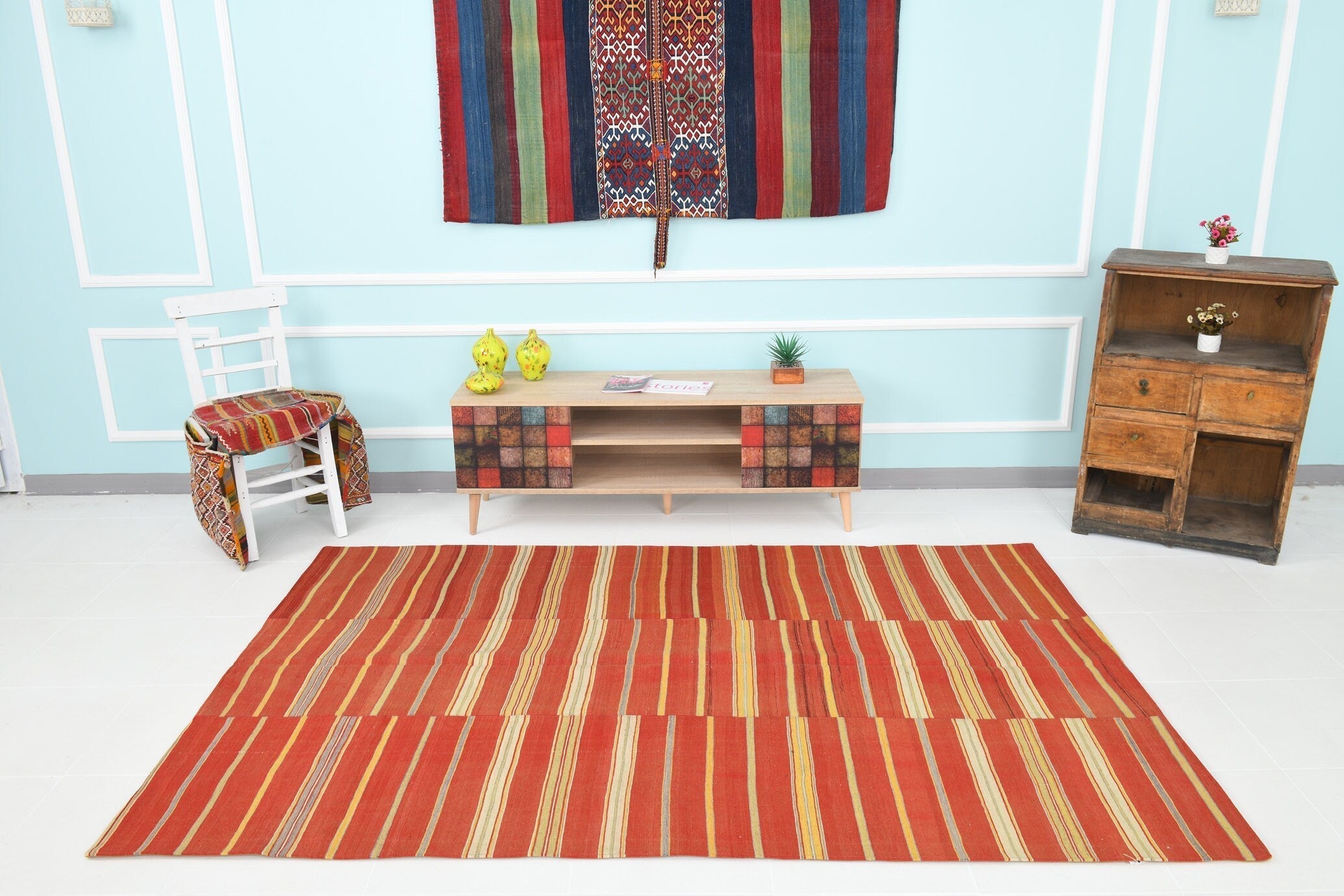 Turkish Kilim Old Rug 5’3’’ x 8’0’’