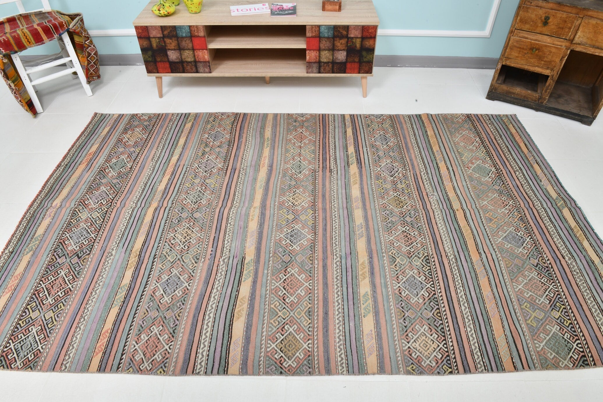 Turkish Kilim Old Rug 5’3’’ x 8’8’’