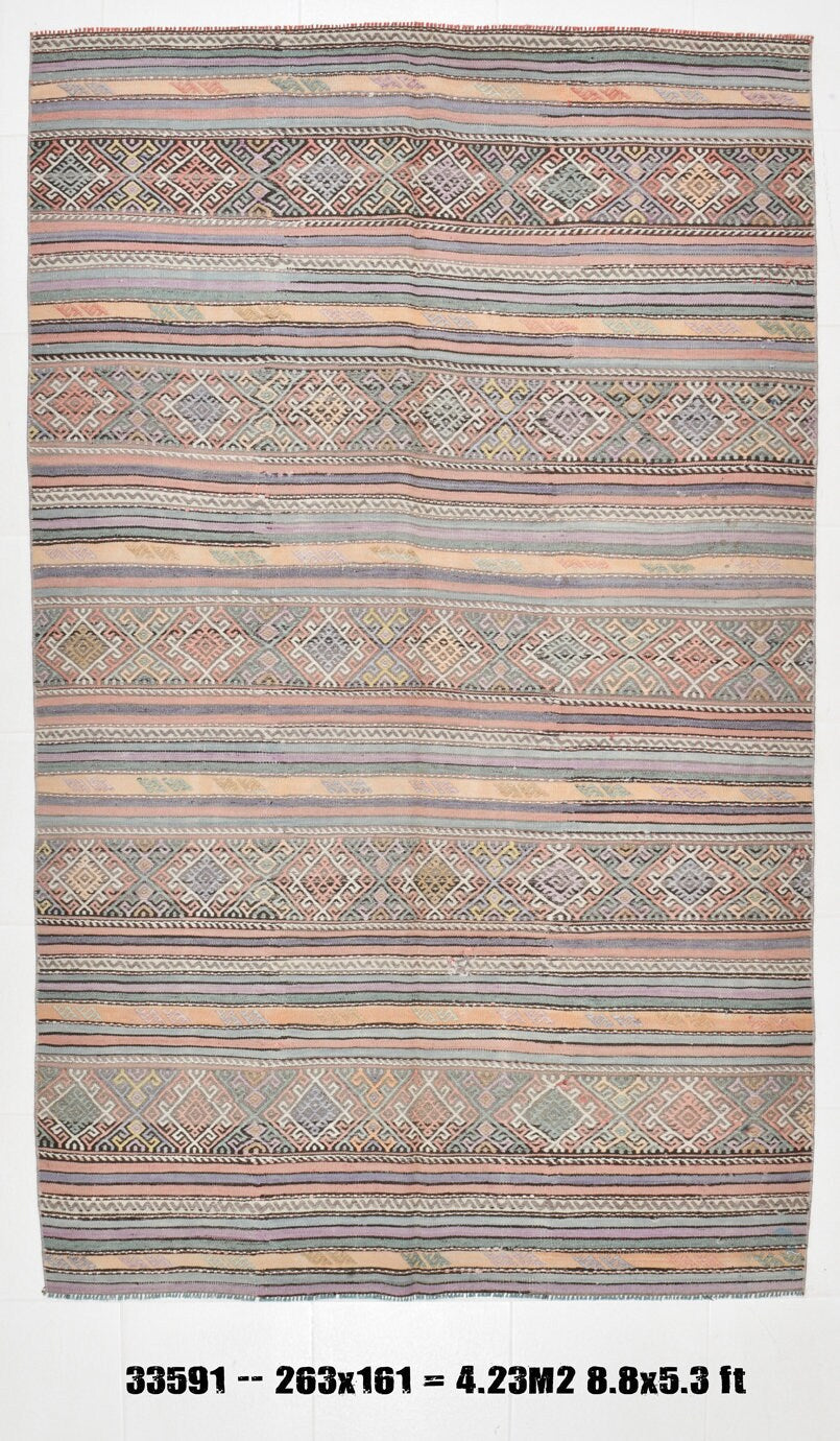 Turkish Kilim Old Rug 5’3’’ x 8’8’’