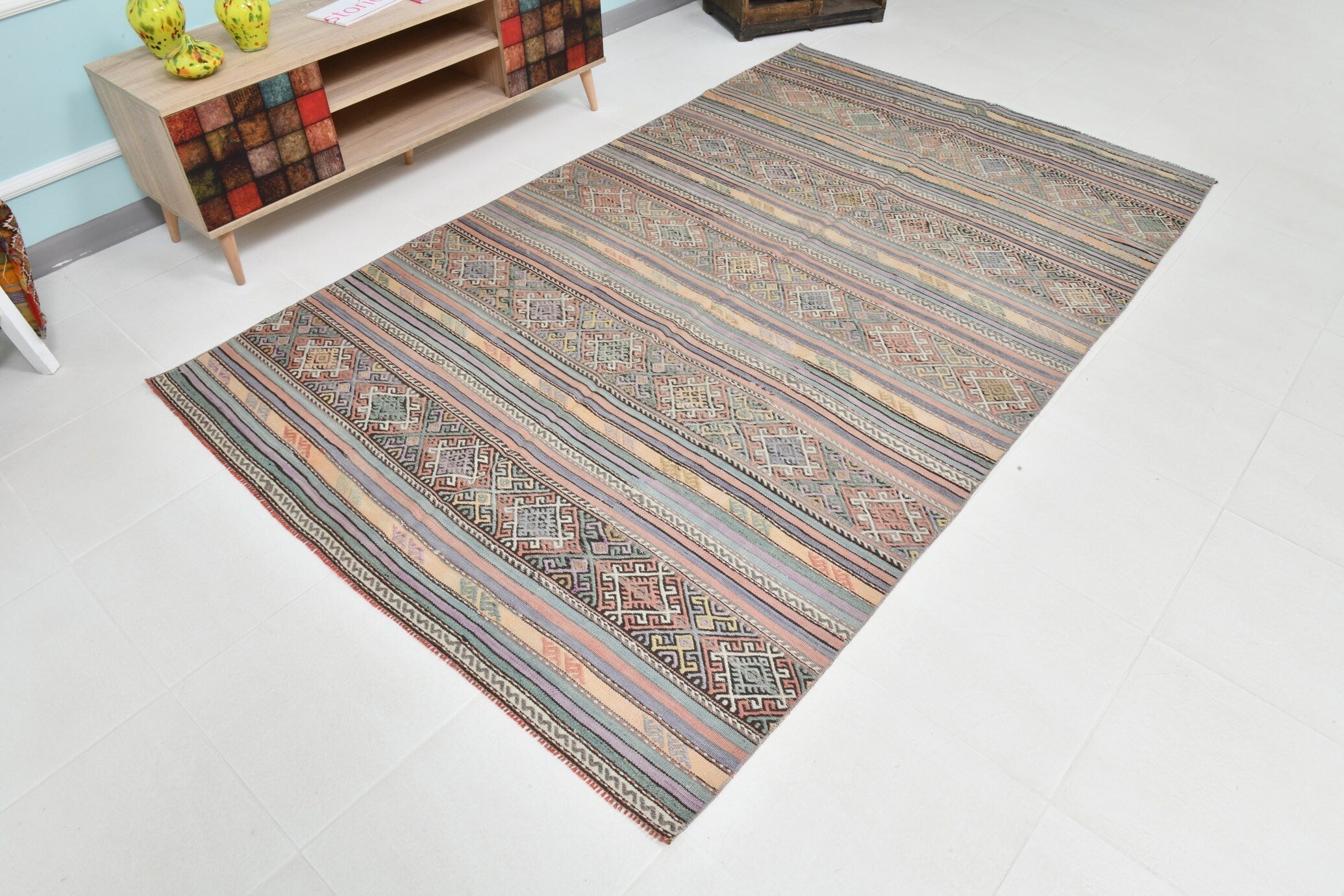 Turkish Kilim Old Rug 5’3’’ x 8’8’’