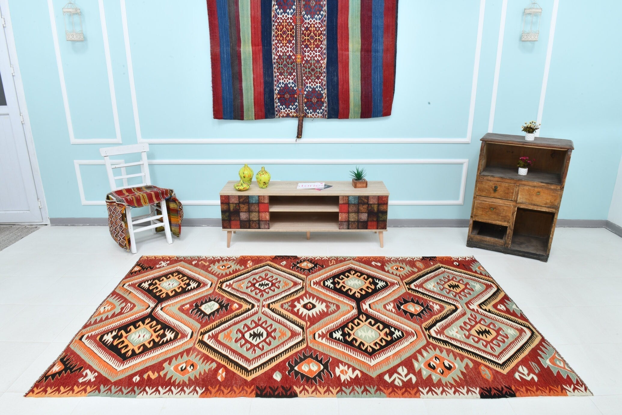 Turkish Kilim Old Rug 5’3’ x 9’0’