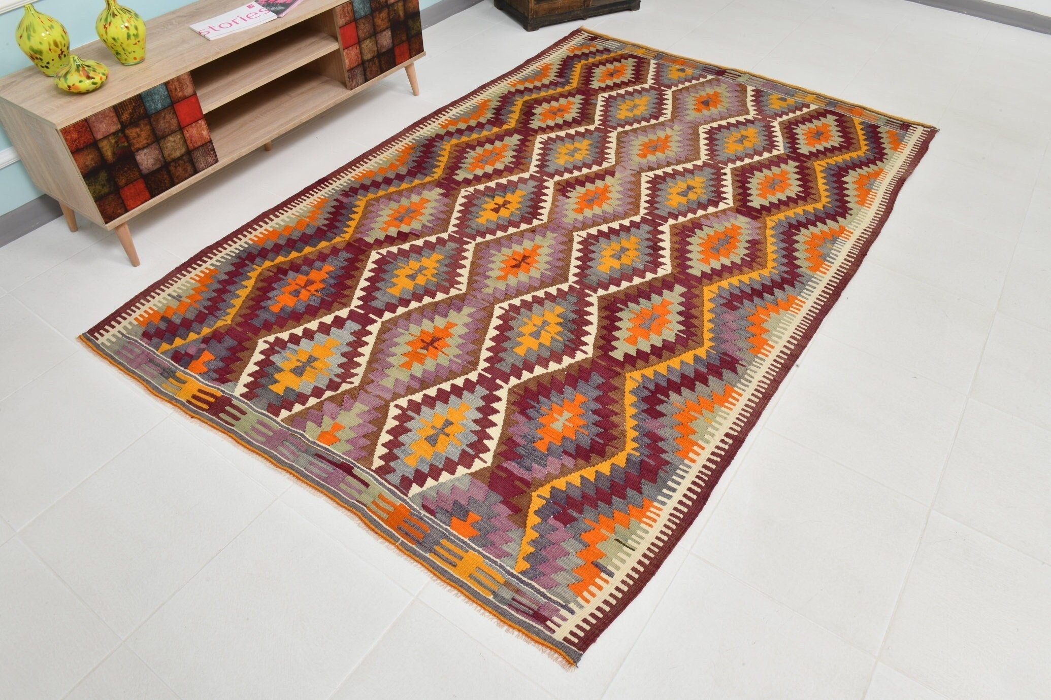 Turkish Kilim Old Rug 5’6’ x 8’6’