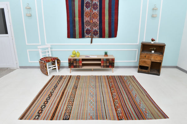 Turkish Kilim Old Rug 7’12’ x 6’1’