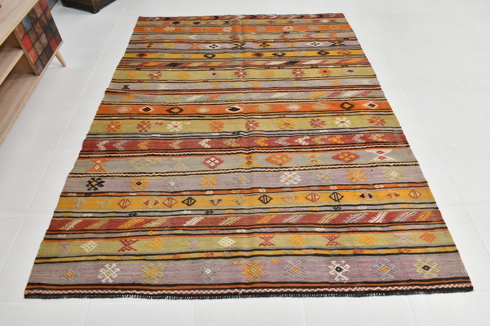 Turkish Kilim Old Rug 7’7’ x 5’9’