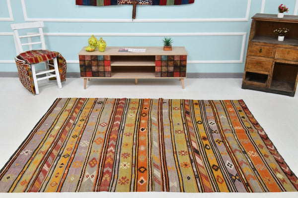 Turkish Kilim Old Rug 7’7’ x 5’9’