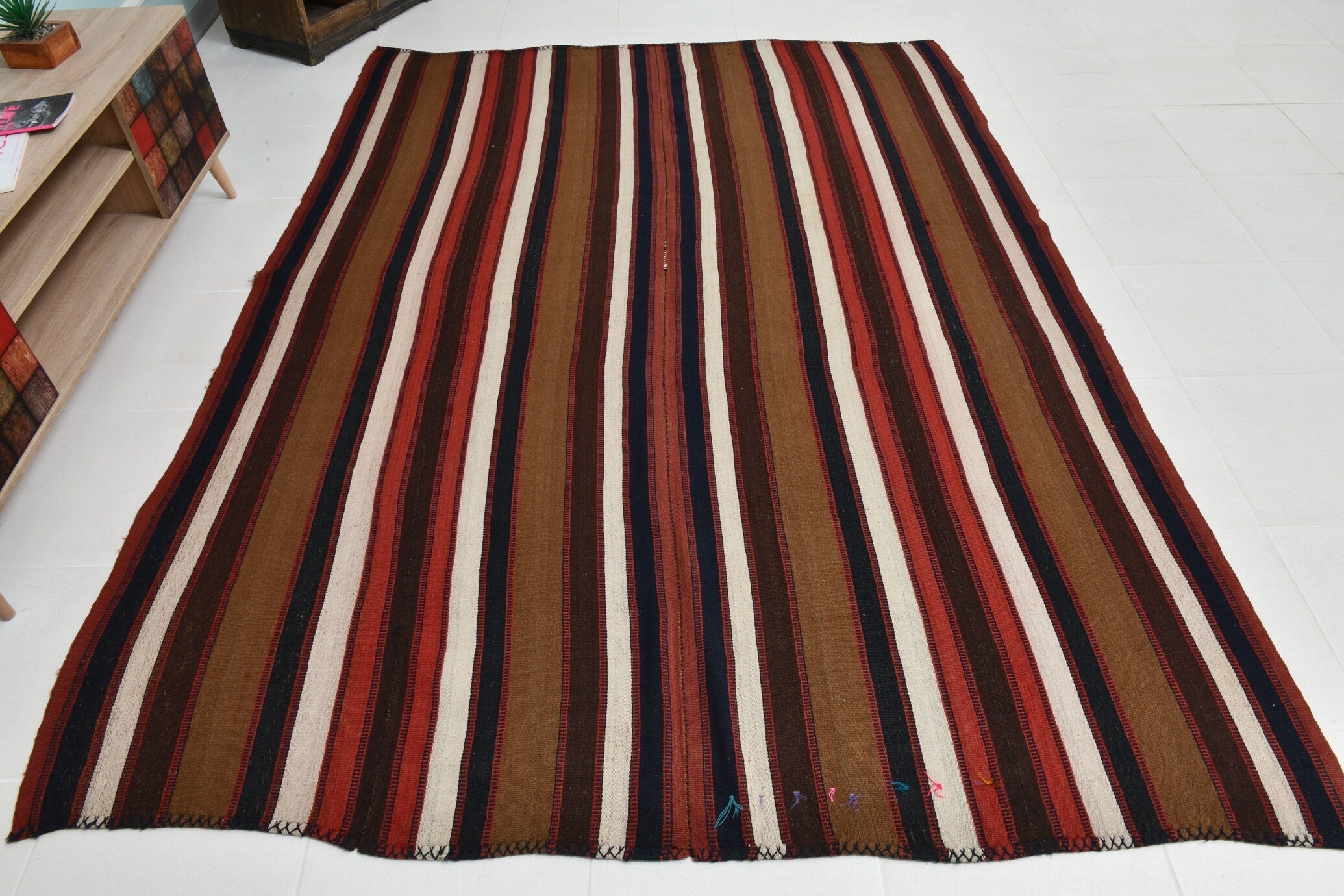 Turkish Kilim Old Rug 8’7’ x 6’4’
