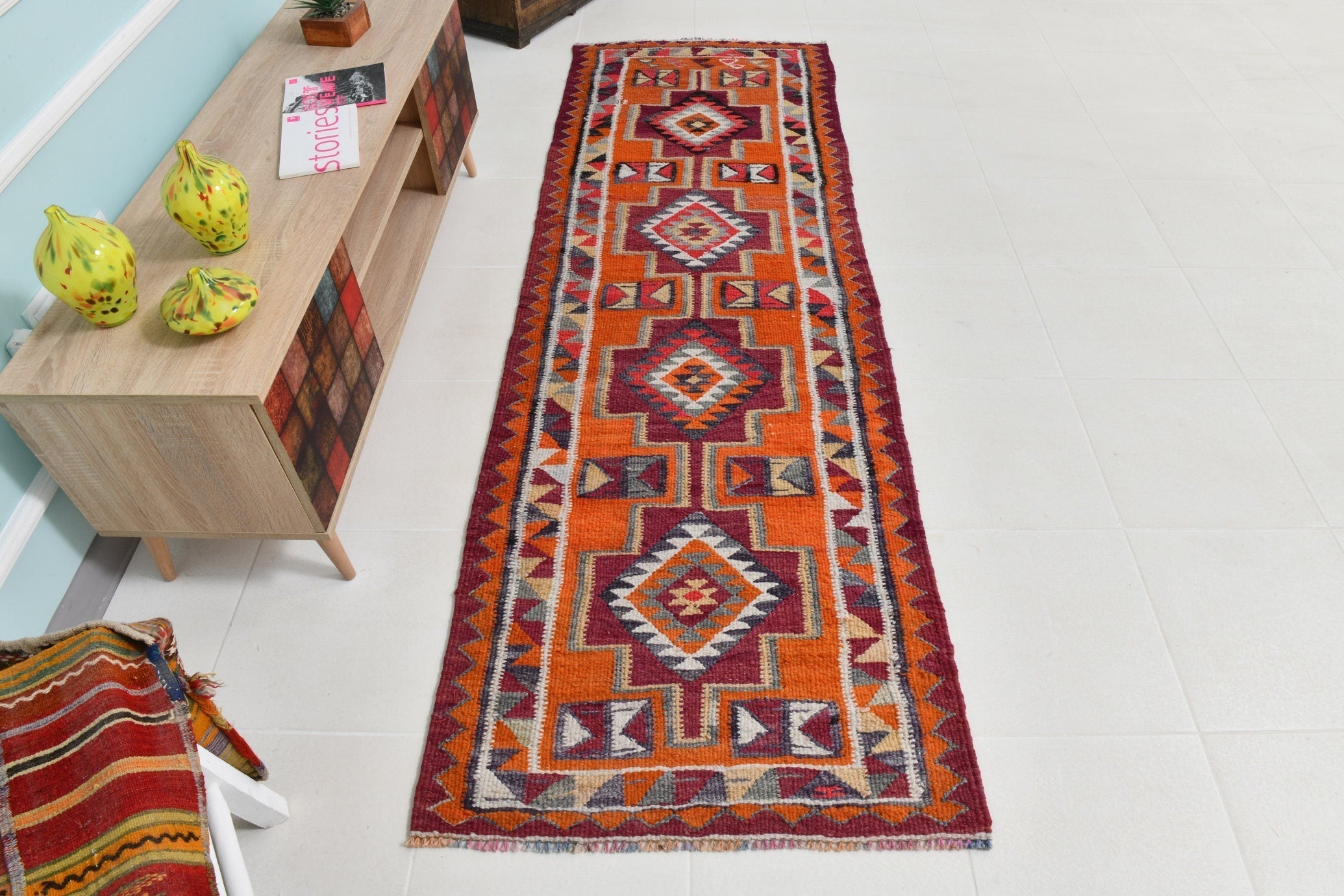 Turkish Kilim Old Rug 8’8’ x 2’9’