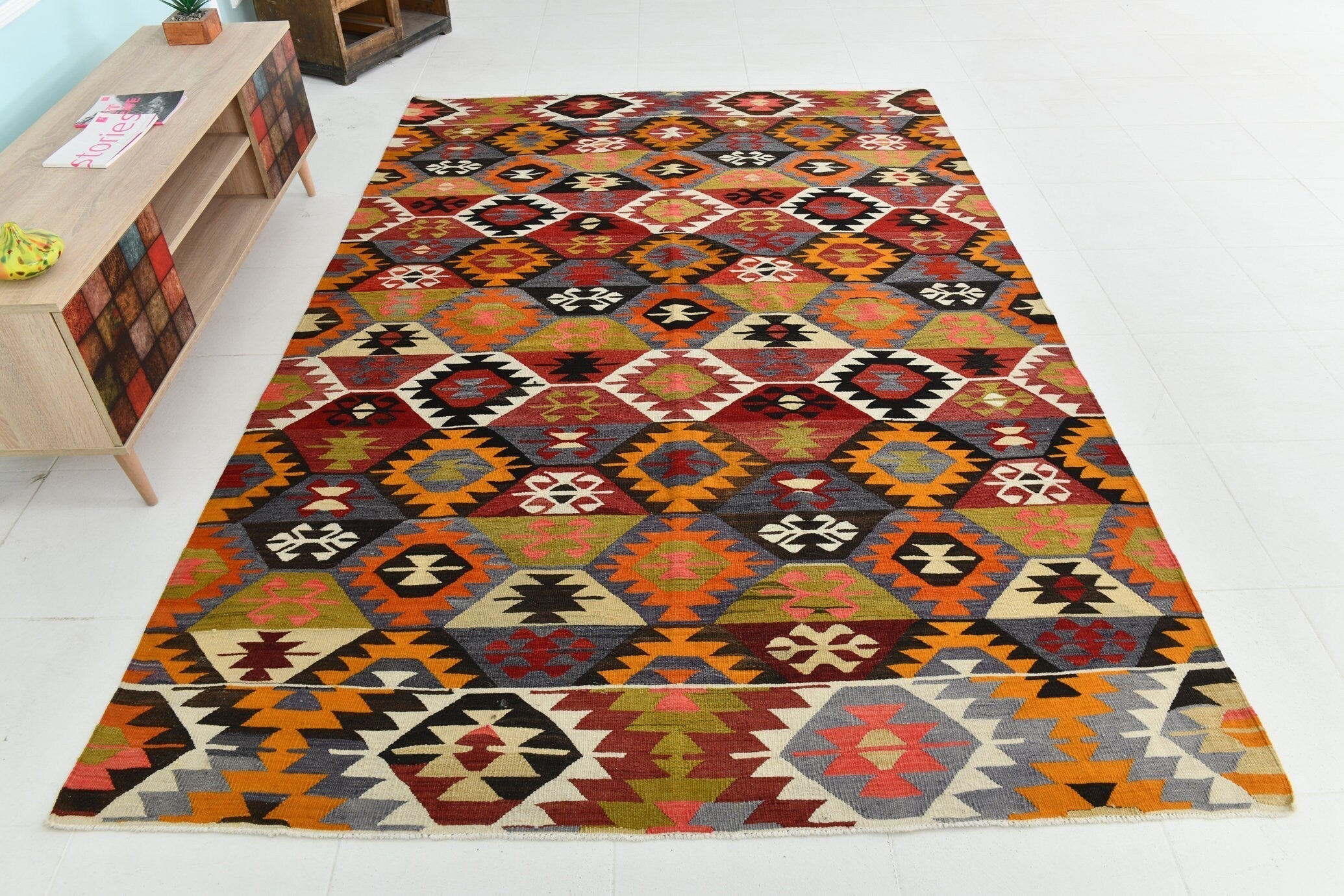 Turkish Kilim Old Rug 9’0’’ x 6’0’’