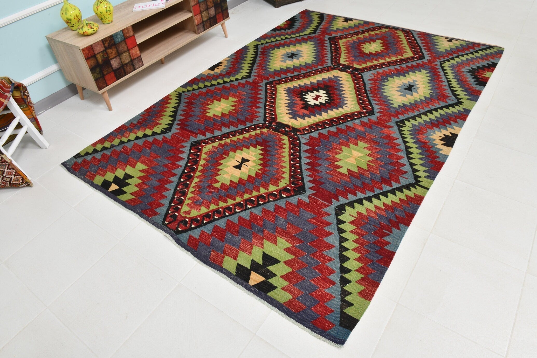 Turkish Kilim Old Rug 9’1’’ x 6’2’’
