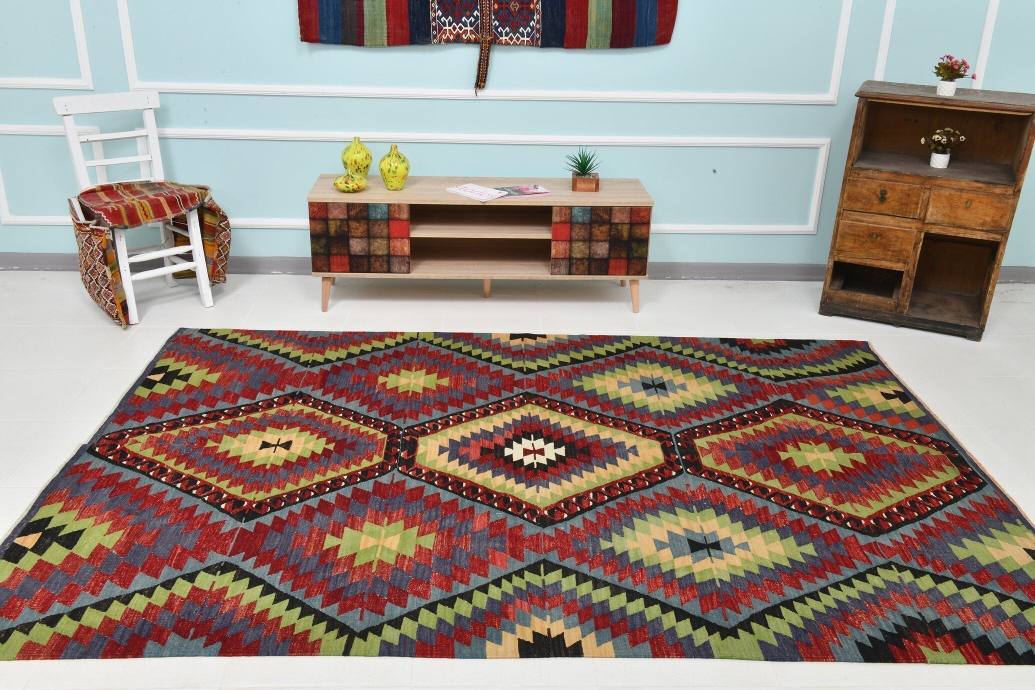 Turkish Kilim Old Rug 9’1’’ x 6’2’’