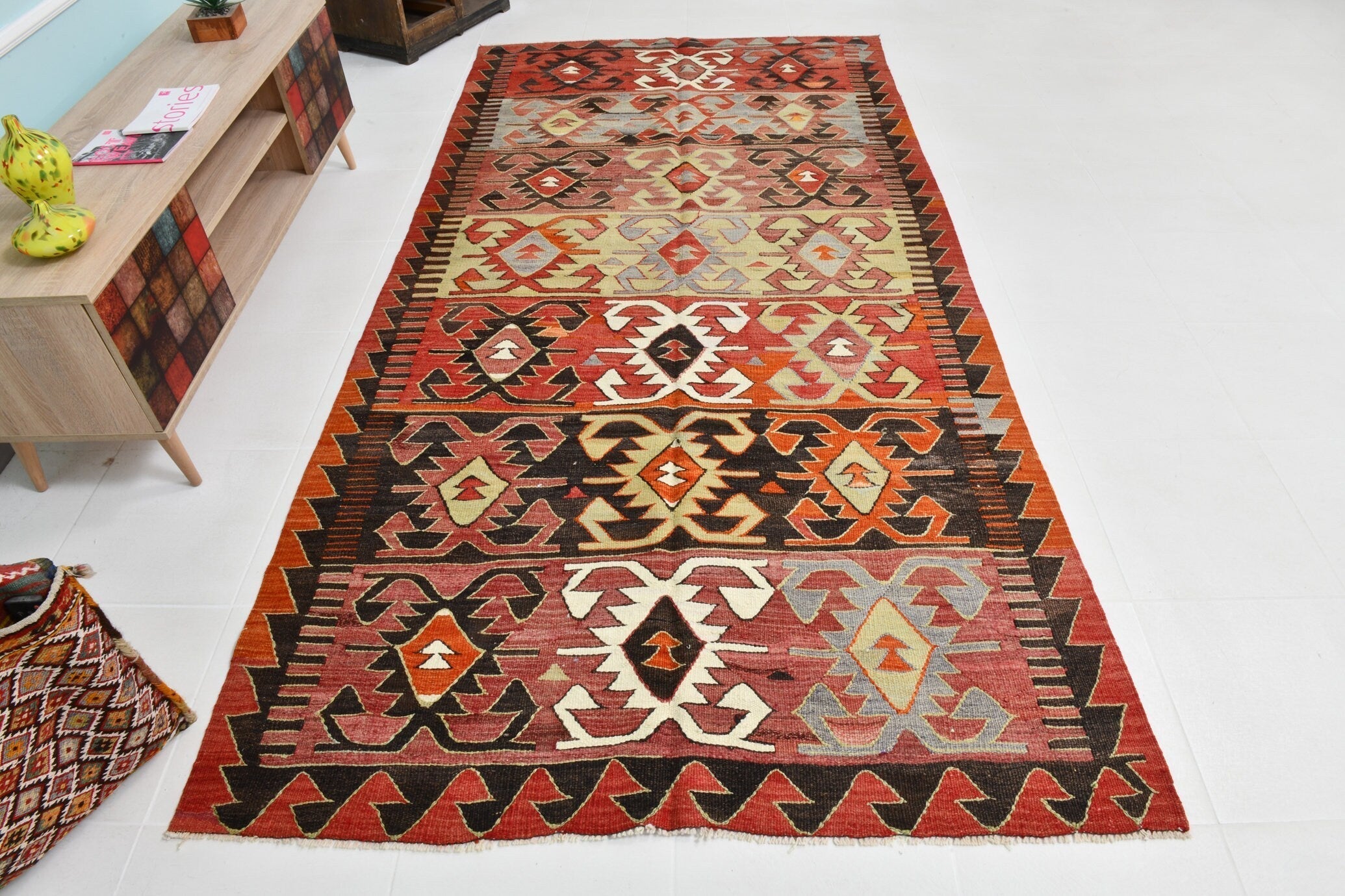 Turkish Kilim Old Rug 9’11’ x 4’12’