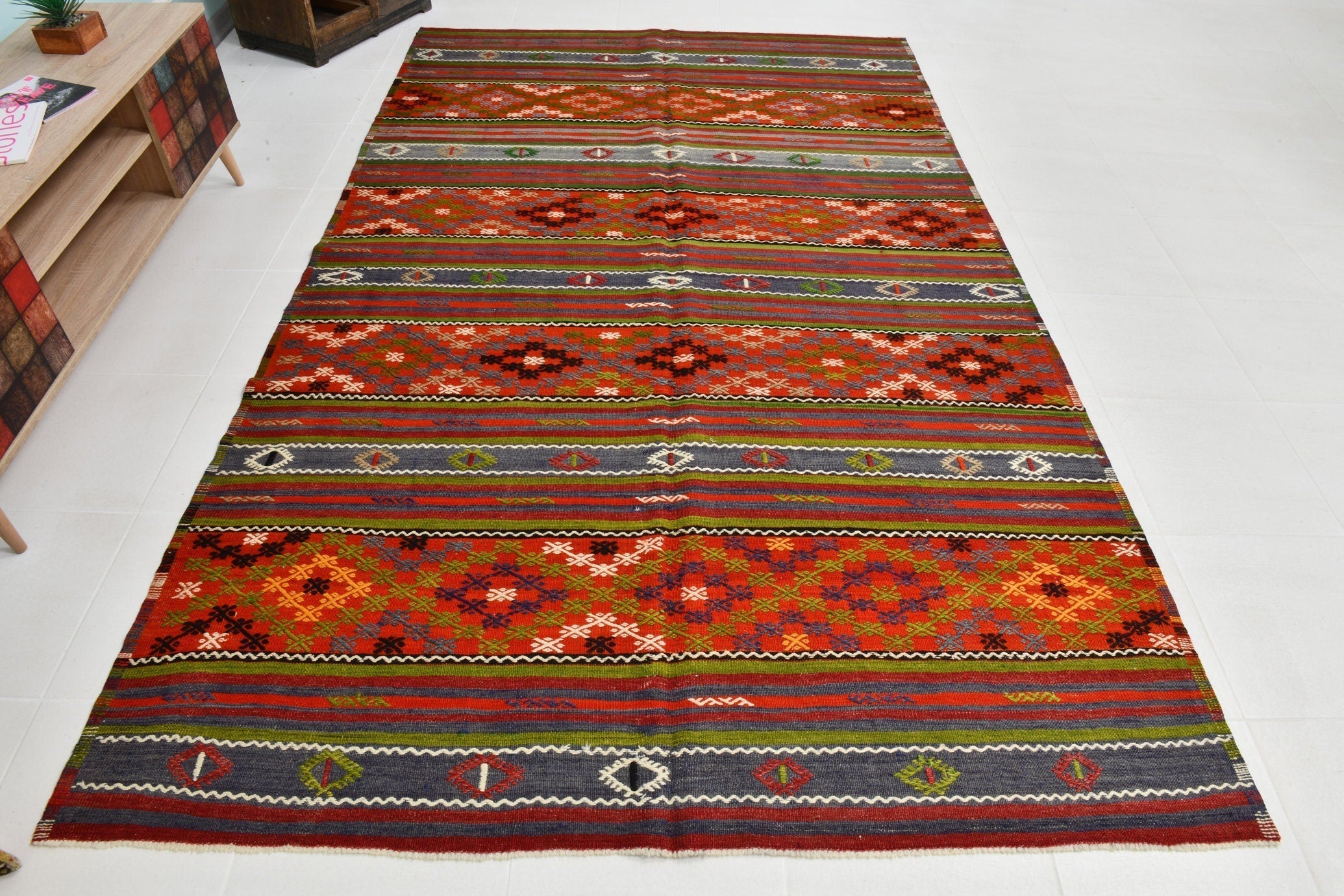 Turkish Kilim Old Rug 9’11’ x 5’11’