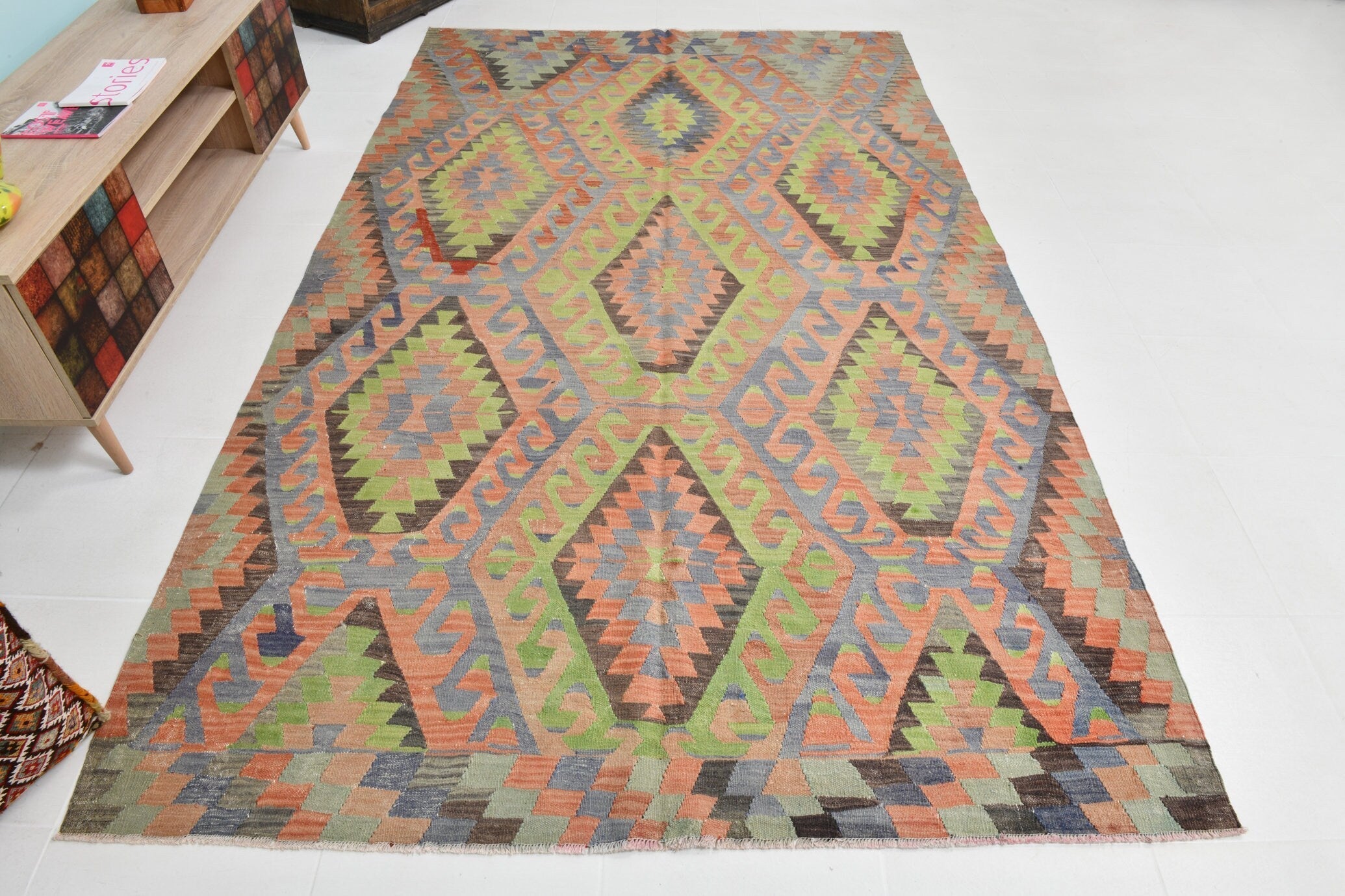Turkish Kilim Old Rug 9’11’ x 5’11’