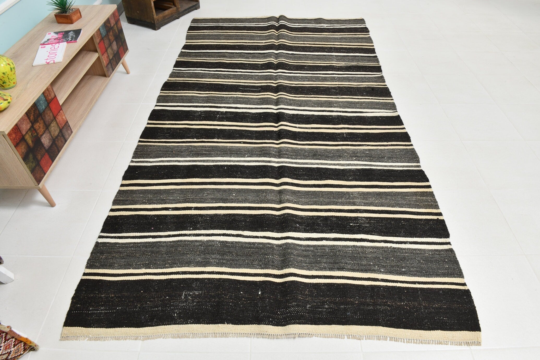 Turkish Kilim Old Rug 9’12’ x 5’3’