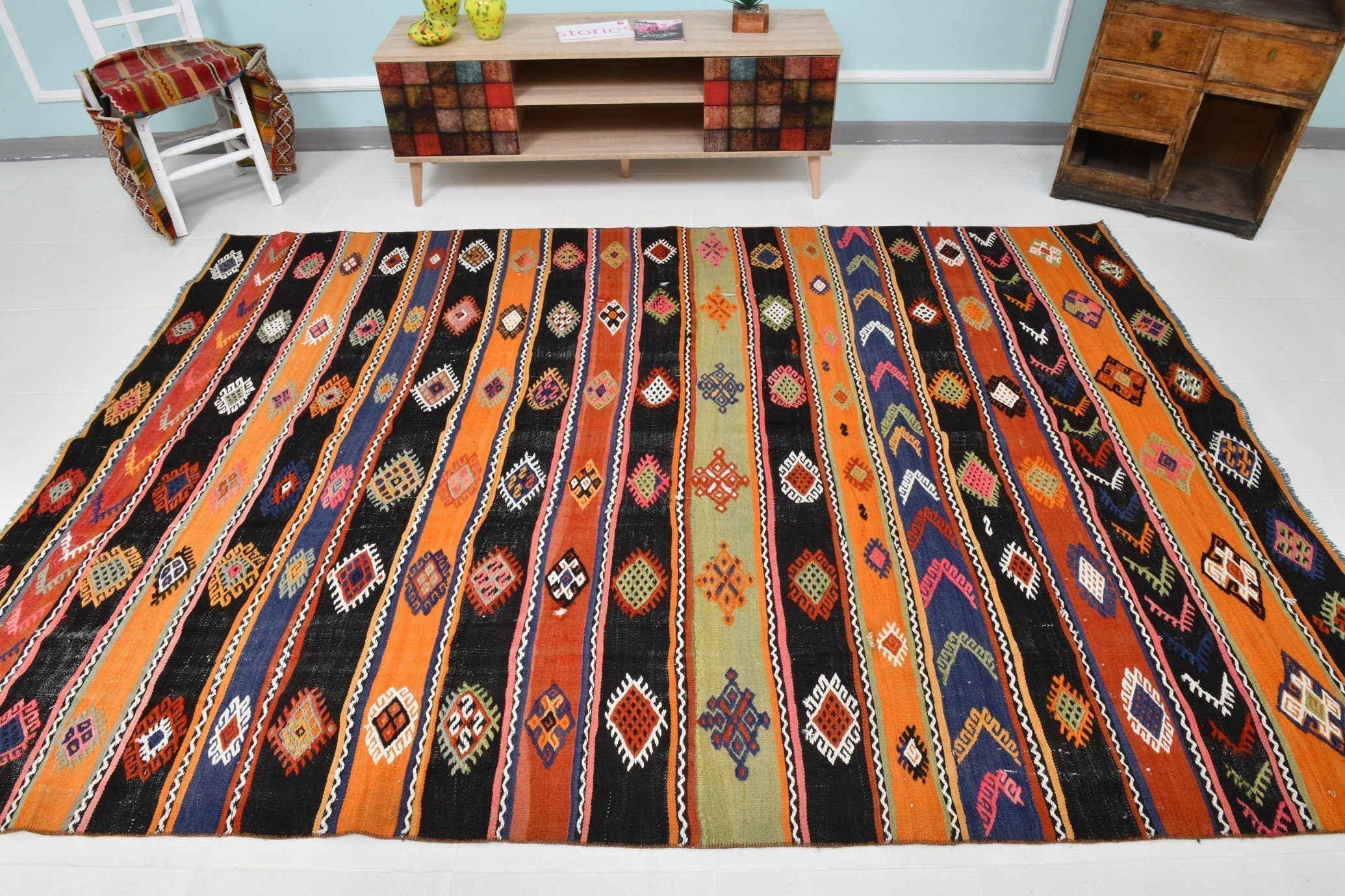 Turkish Kilim Old Rug 9’3’’ x 6’6’’