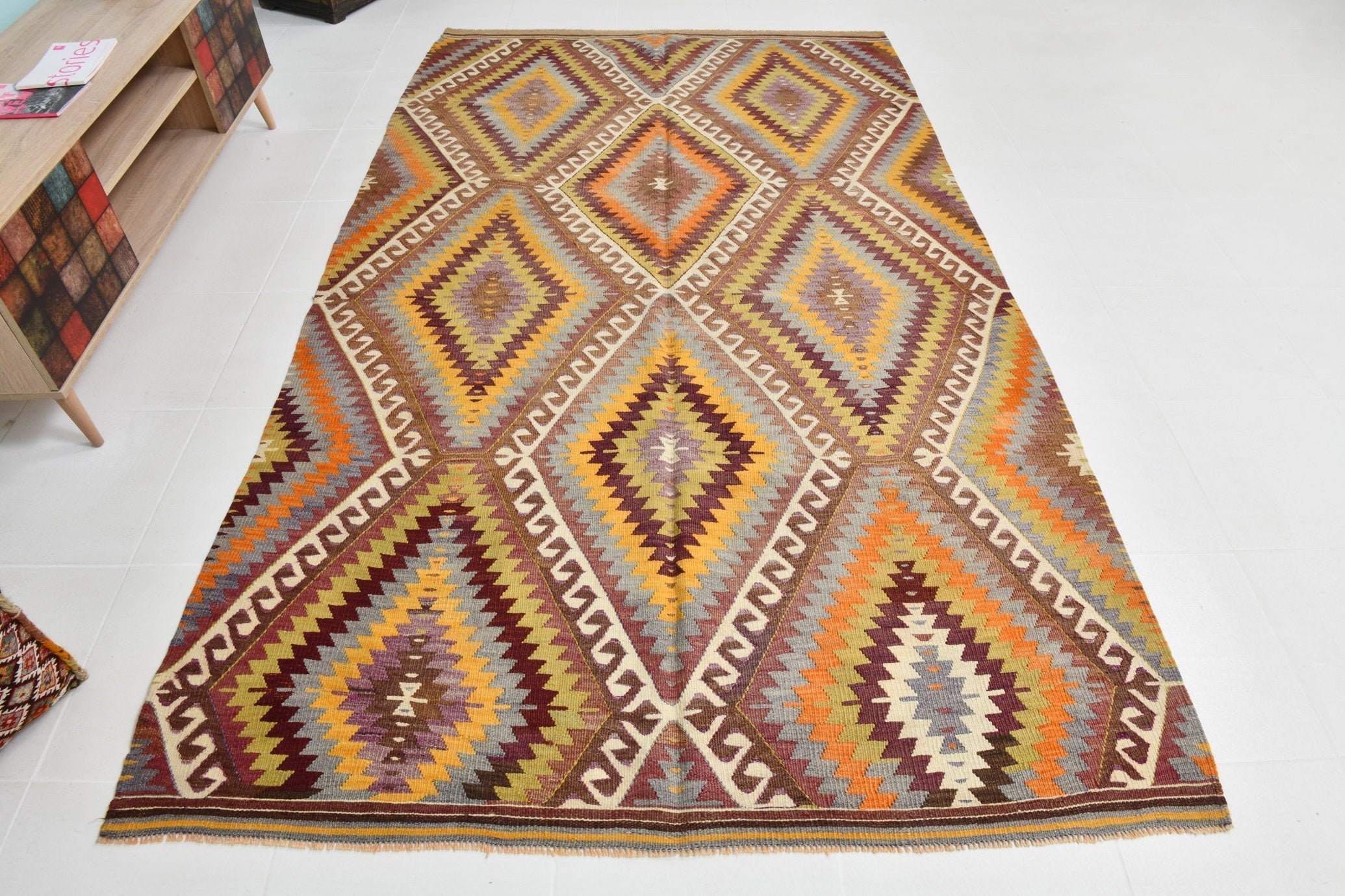 Turkish Kilim Old Rug 9’4’ x 5’6’