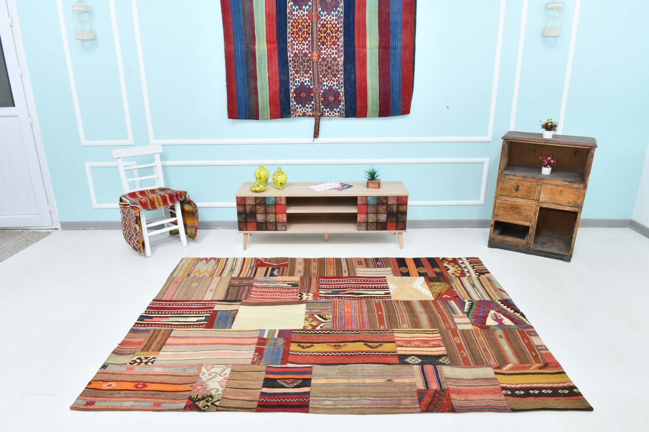 Turkish Kilim Patchwork Rug 5’6’’ x 7’10’’