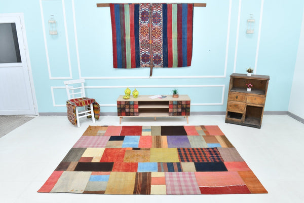 Turkish Kilim Patchwork Rug 8’1’’ x 6’2’’
