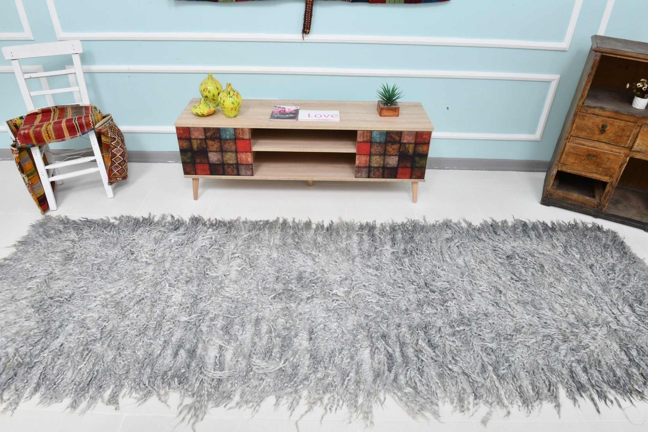 Turkish Tulu Filikli Kilim Rug 3’2’ x 10’4’