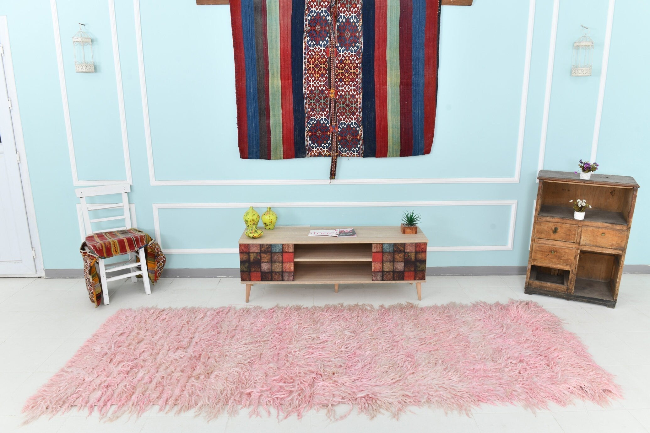 Turkish Tulu Filikli Kilim Rug 3’7’ x 10’2’