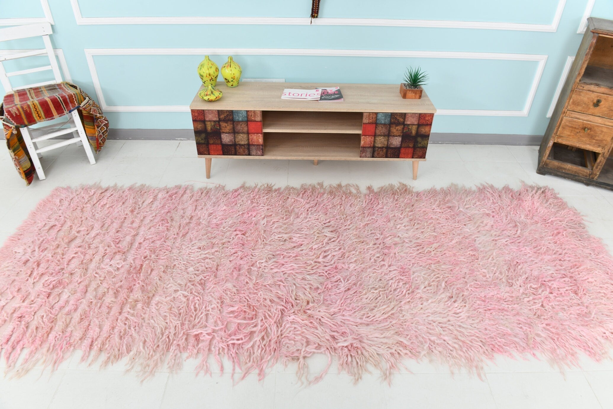 Turkish Tulu Filikli Kilim Rug 3’7’ x 10’2’