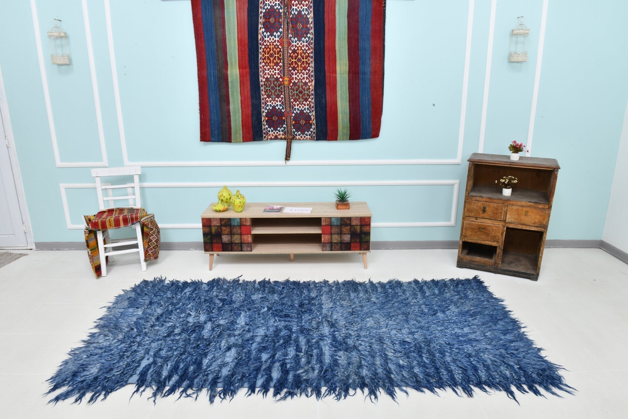 Turkish Tulu Filikli Kilim Rug 4’0’ x 8’9’