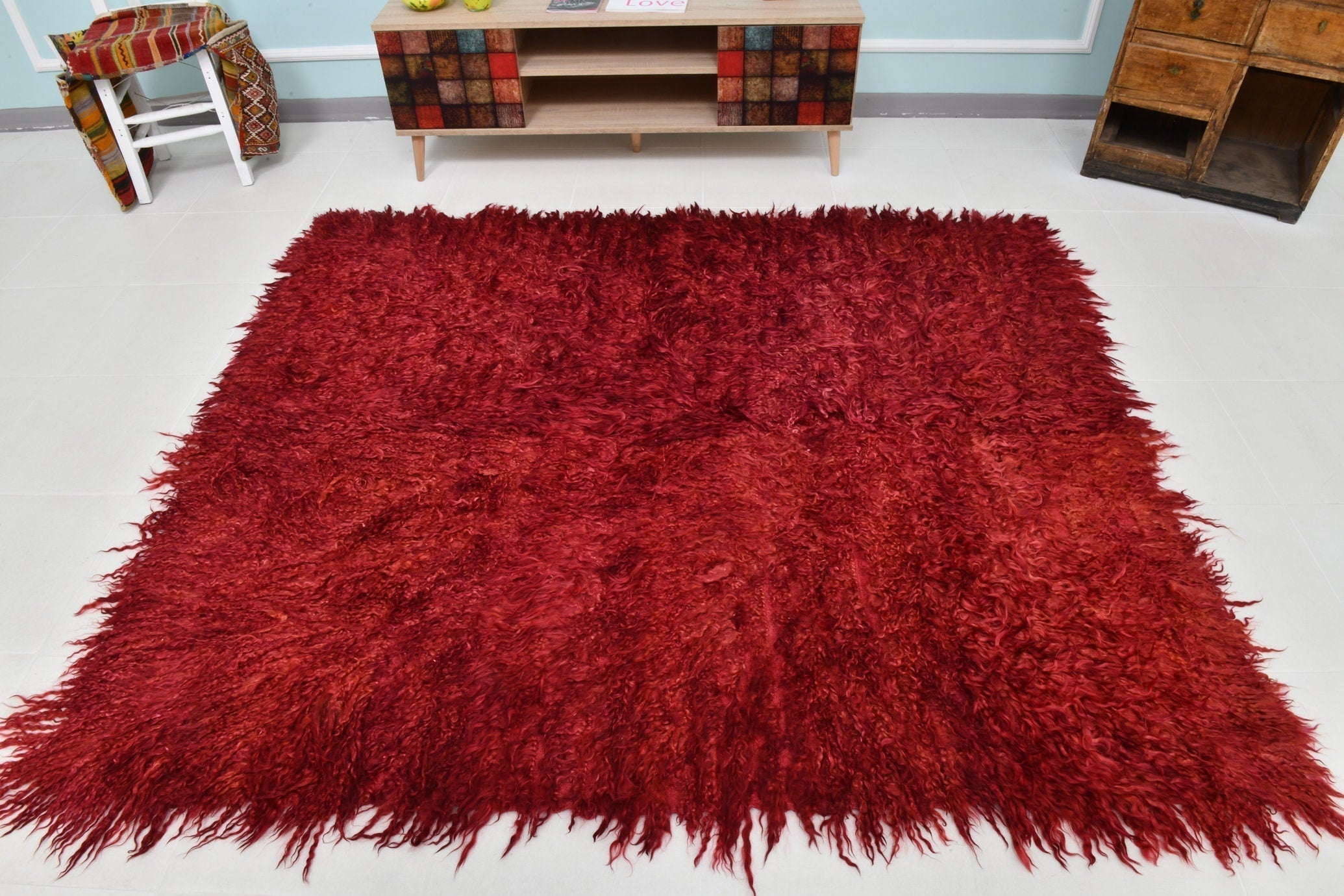 Turkish Tulu Filikli Kilim Rug 6’8’ x 5’11’