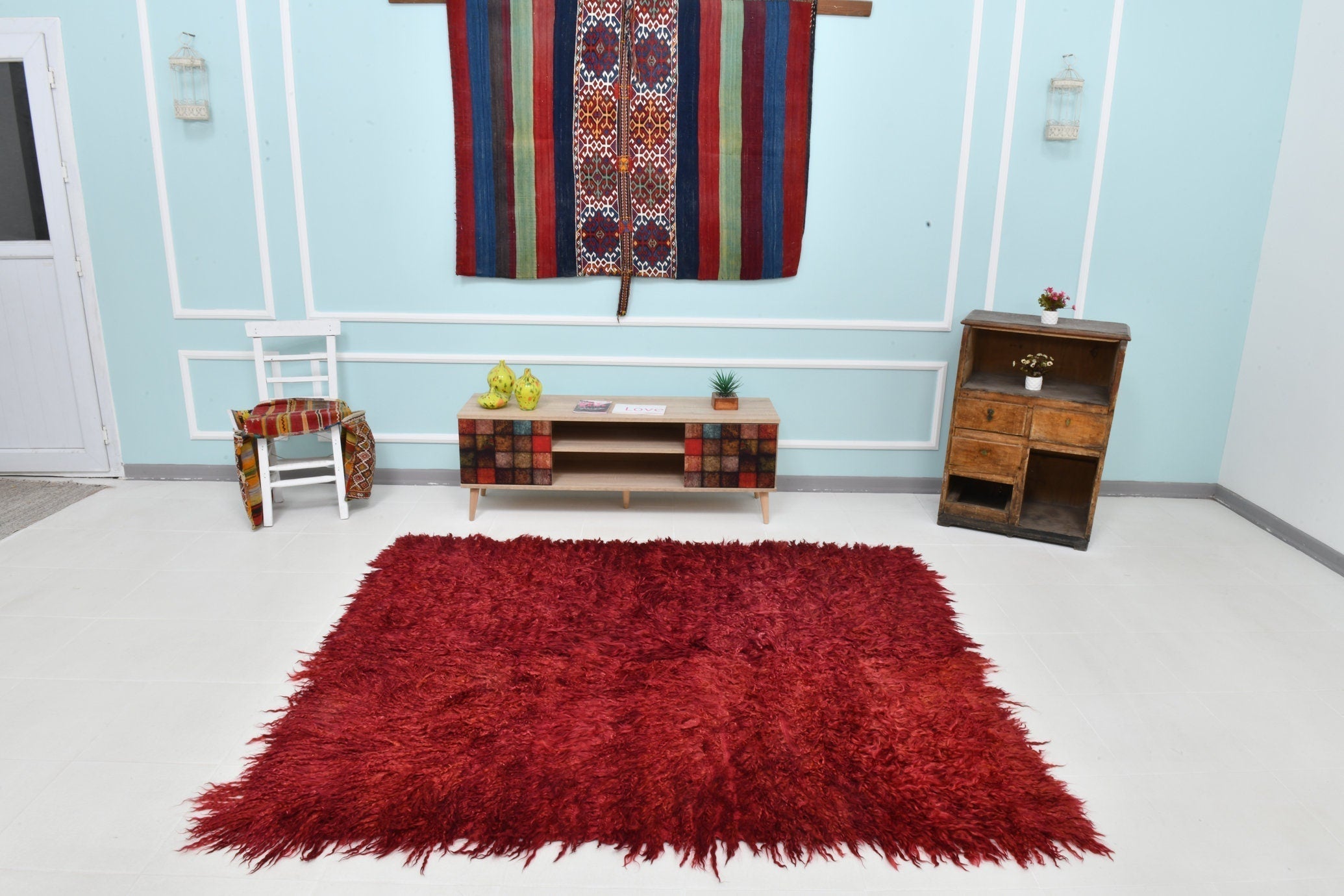 Turkish Tulu Filikli Kilim Rug 6’8’ x 5’11’
