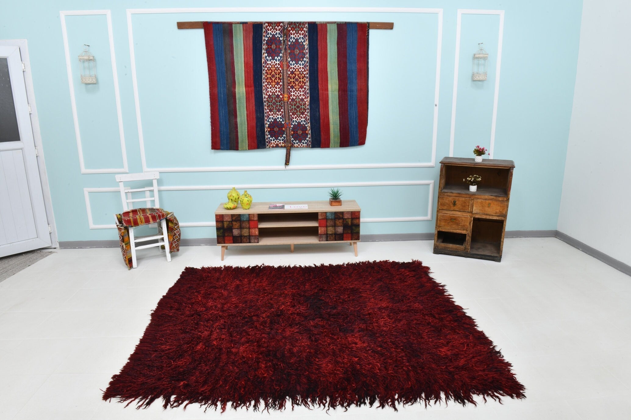 Turkish Tulu Filikli Kilim Rug 7’0’ x 5’11’