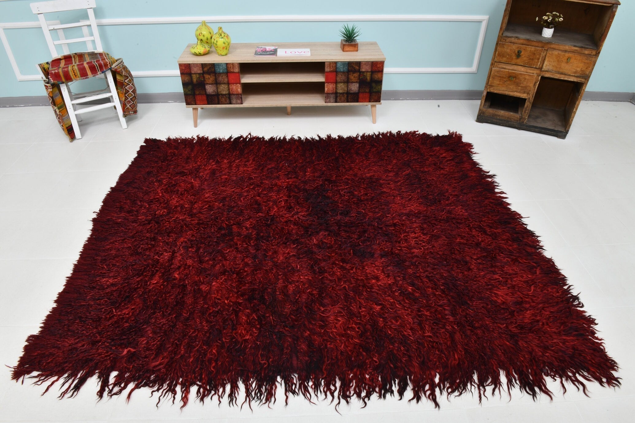 Turkish Tulu Filikli Kilim Rug 7’0’ x 5’11’