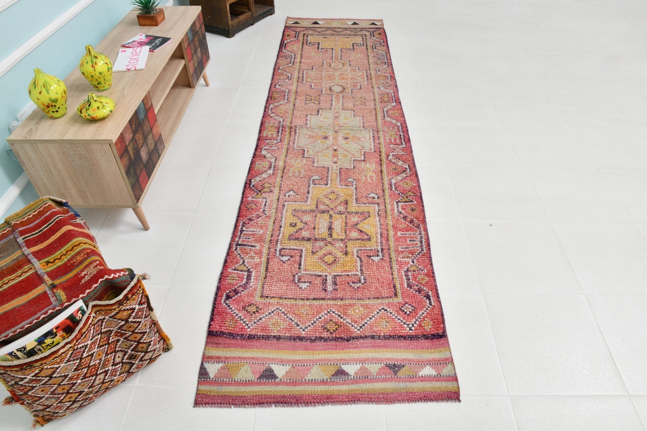 Turkish Vintage Herki Rug 10’10’ x 2’9’