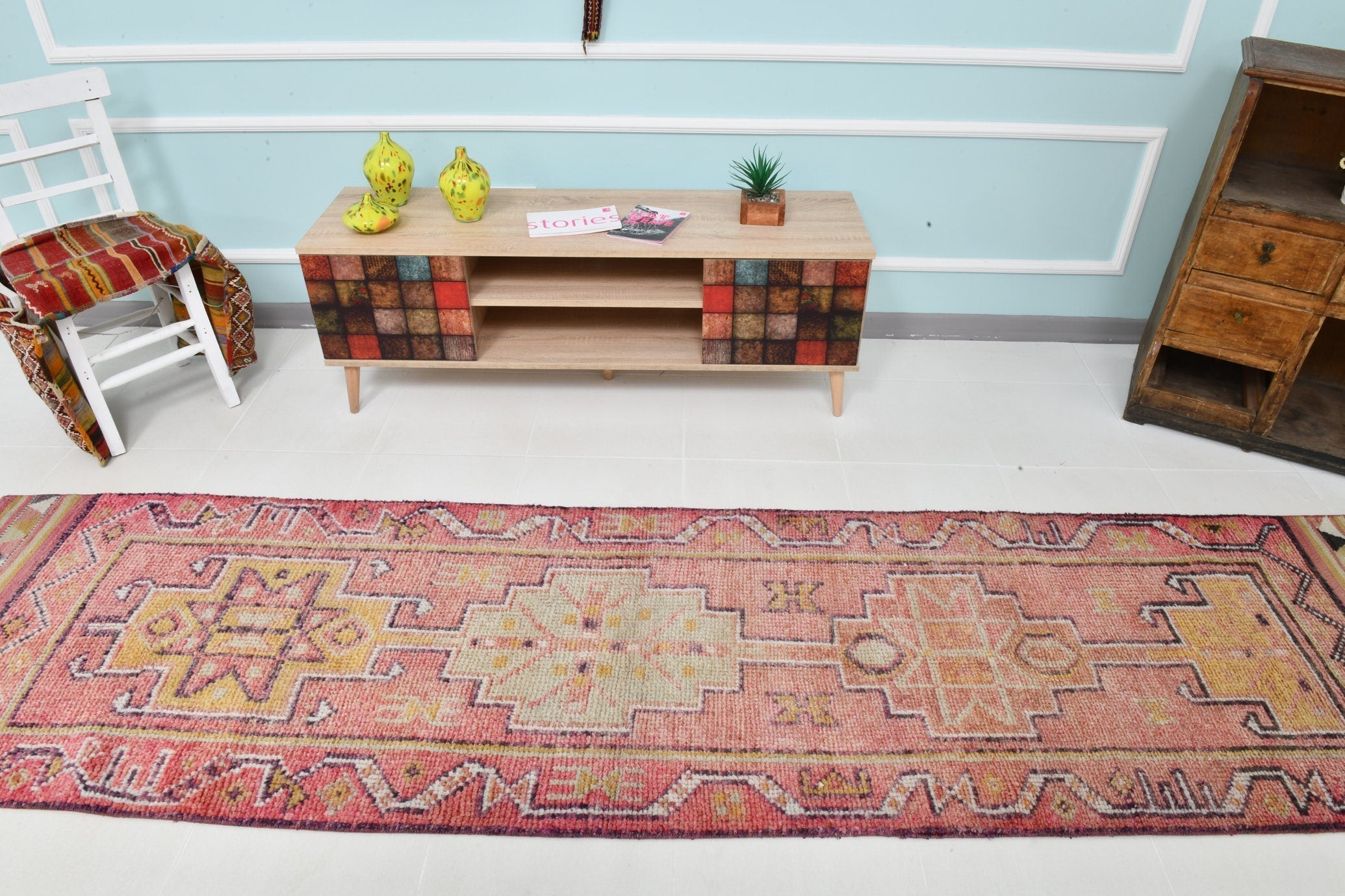 Turkish Vintage Herki Rug 10’10’ x 2’9’