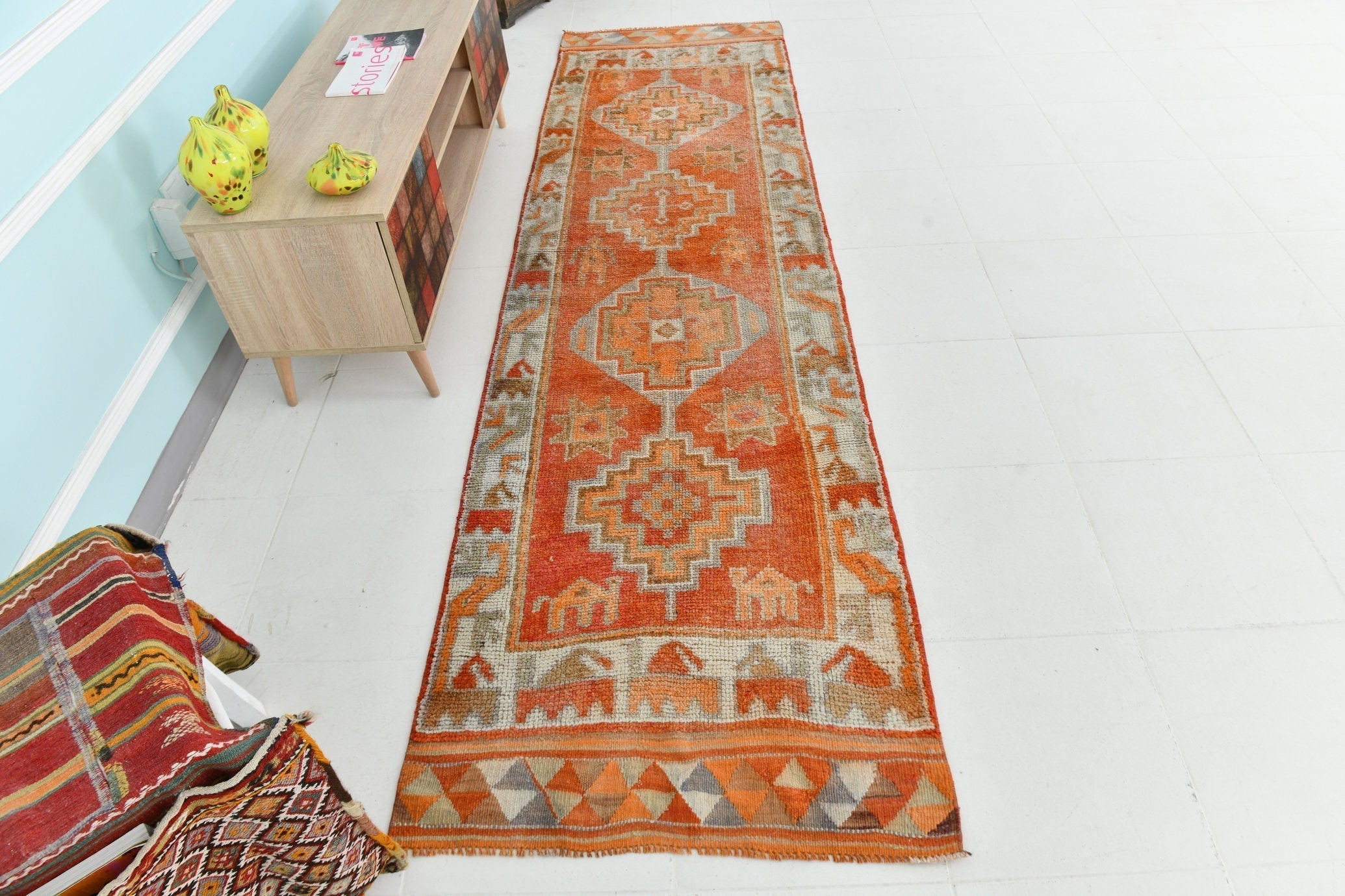 Turkish Vintage Herki Rug 10’4’ x 2’10’