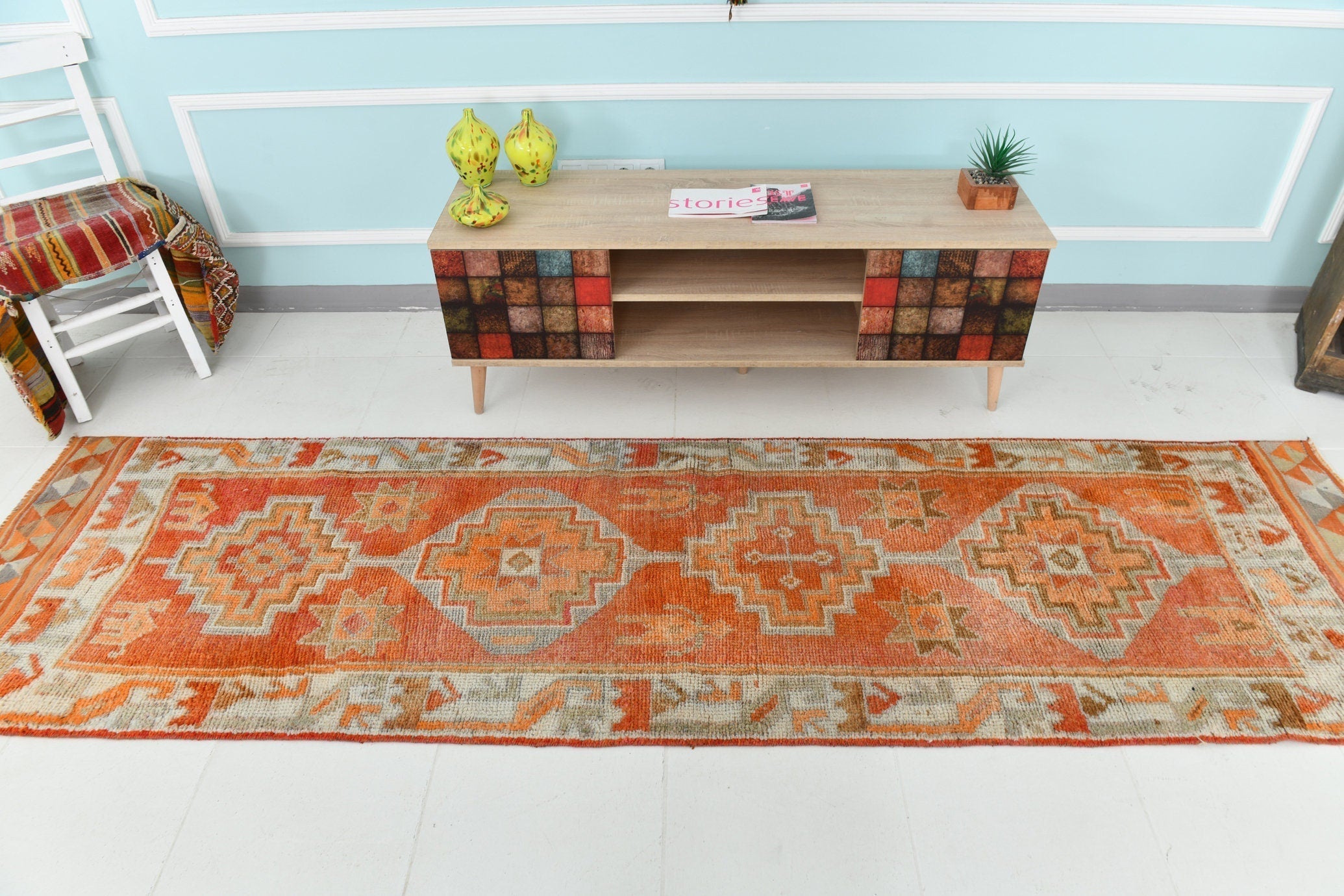 Turkish Vintage Herki Rug 10’4’ x 2’10’
