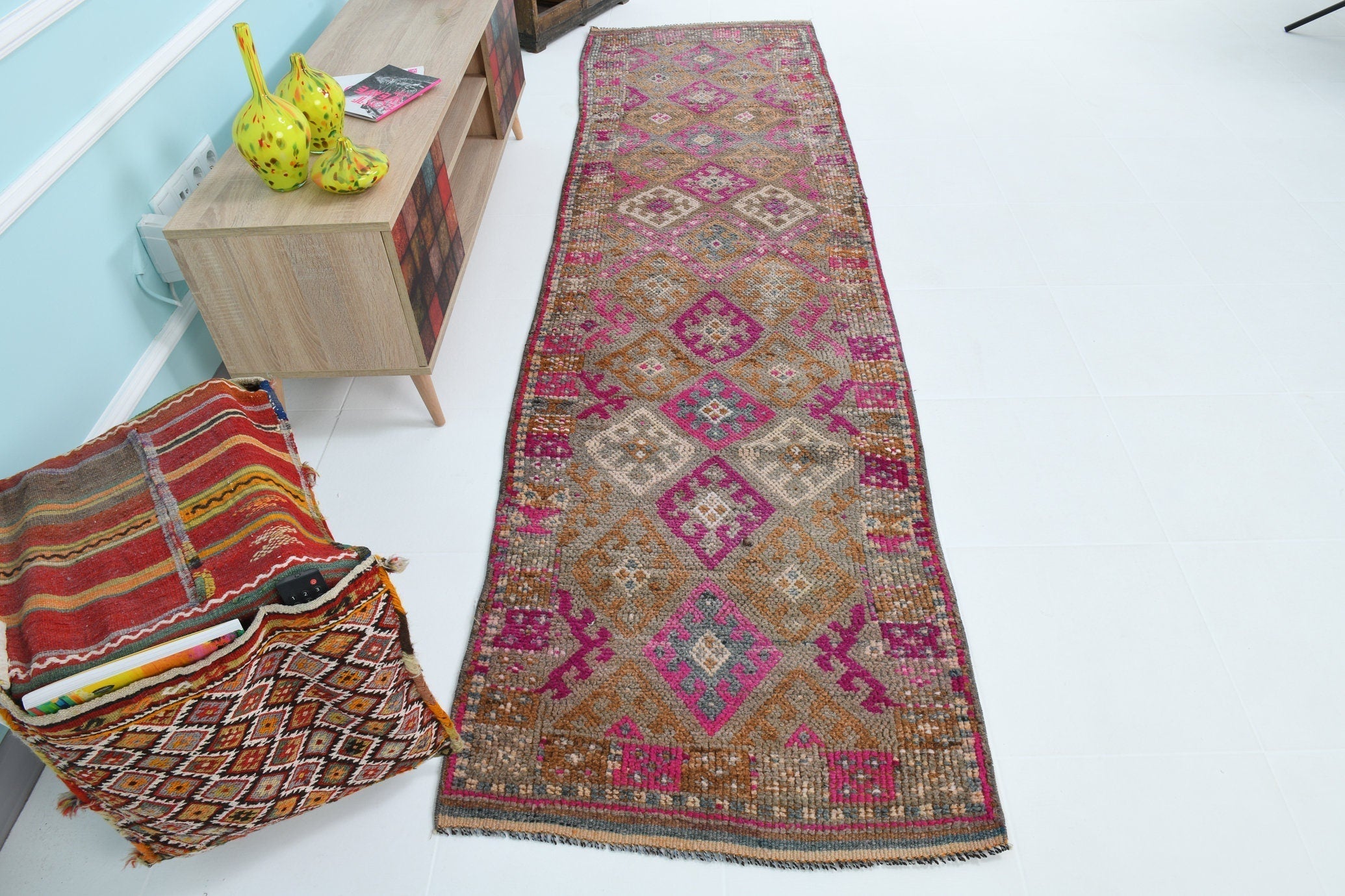 Turkish Vintage Herki Rug 10’8’ x 2’10’