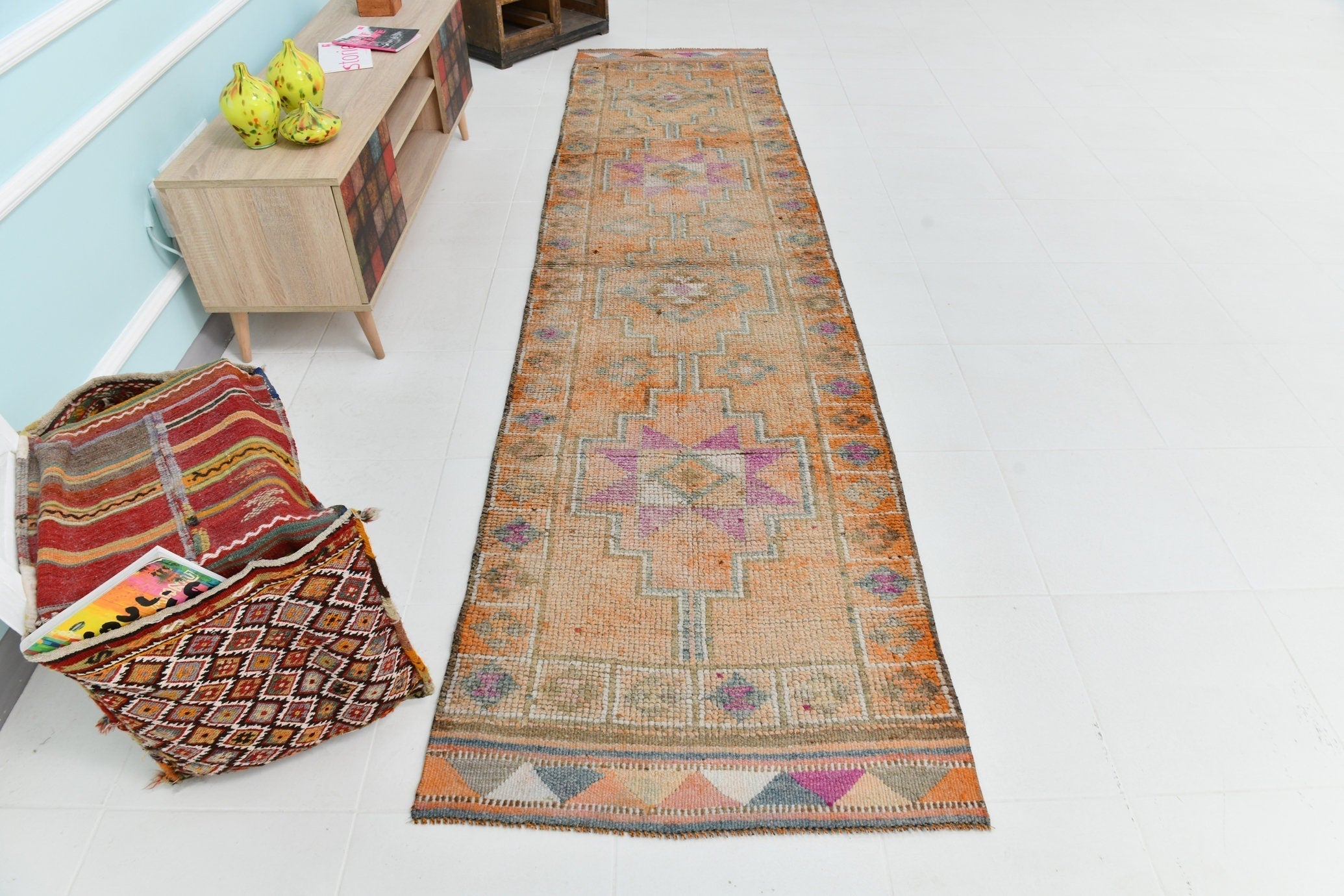Turkish Vintage Herki Rug 11’5’ x 2’10’