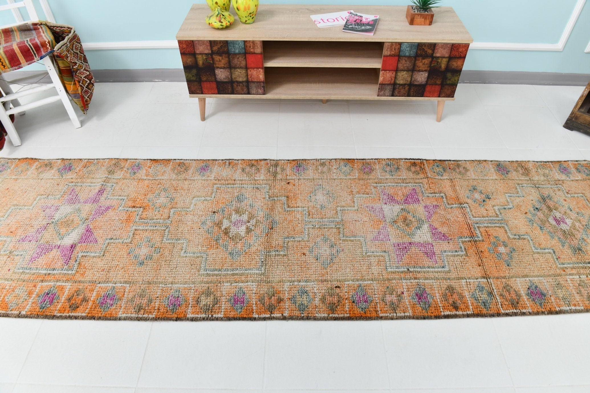 Turkish Vintage Herki Rug 11’5’ x 2’10’