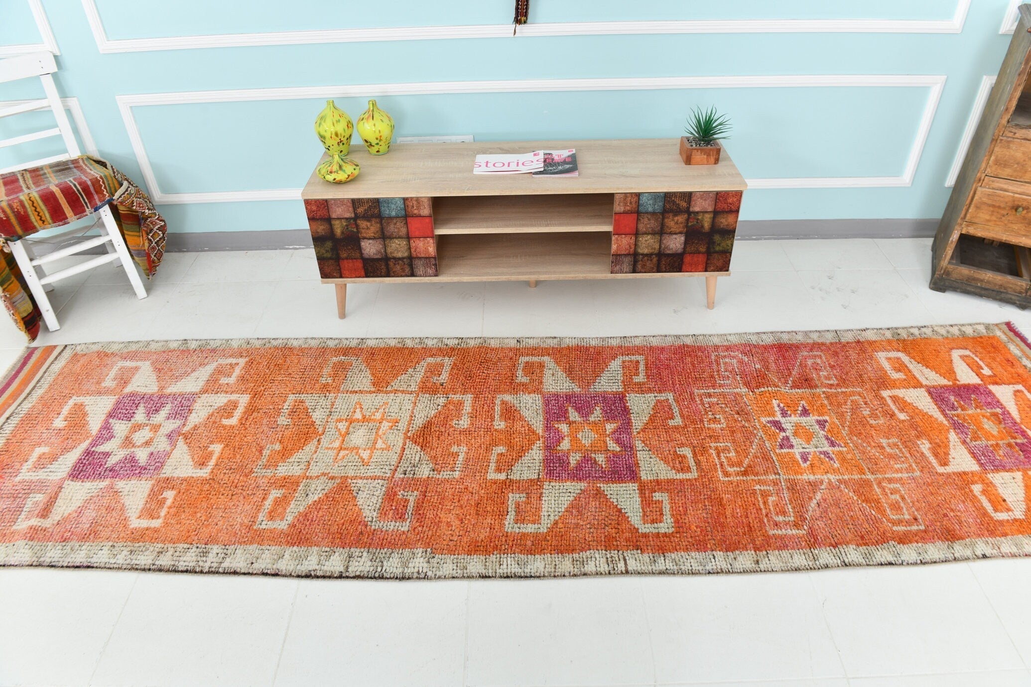 Turkish Vintage Herki Rug 11’5’ x 3’1’
