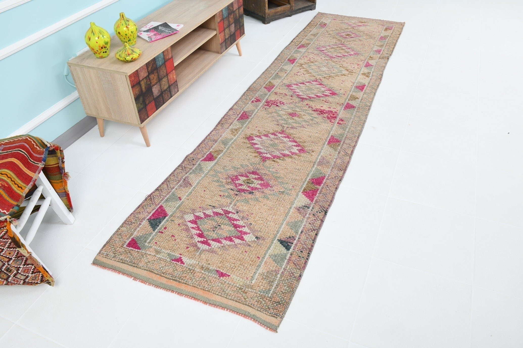 Turkish Vintage Herki Rug 2’10’ x 10’10’