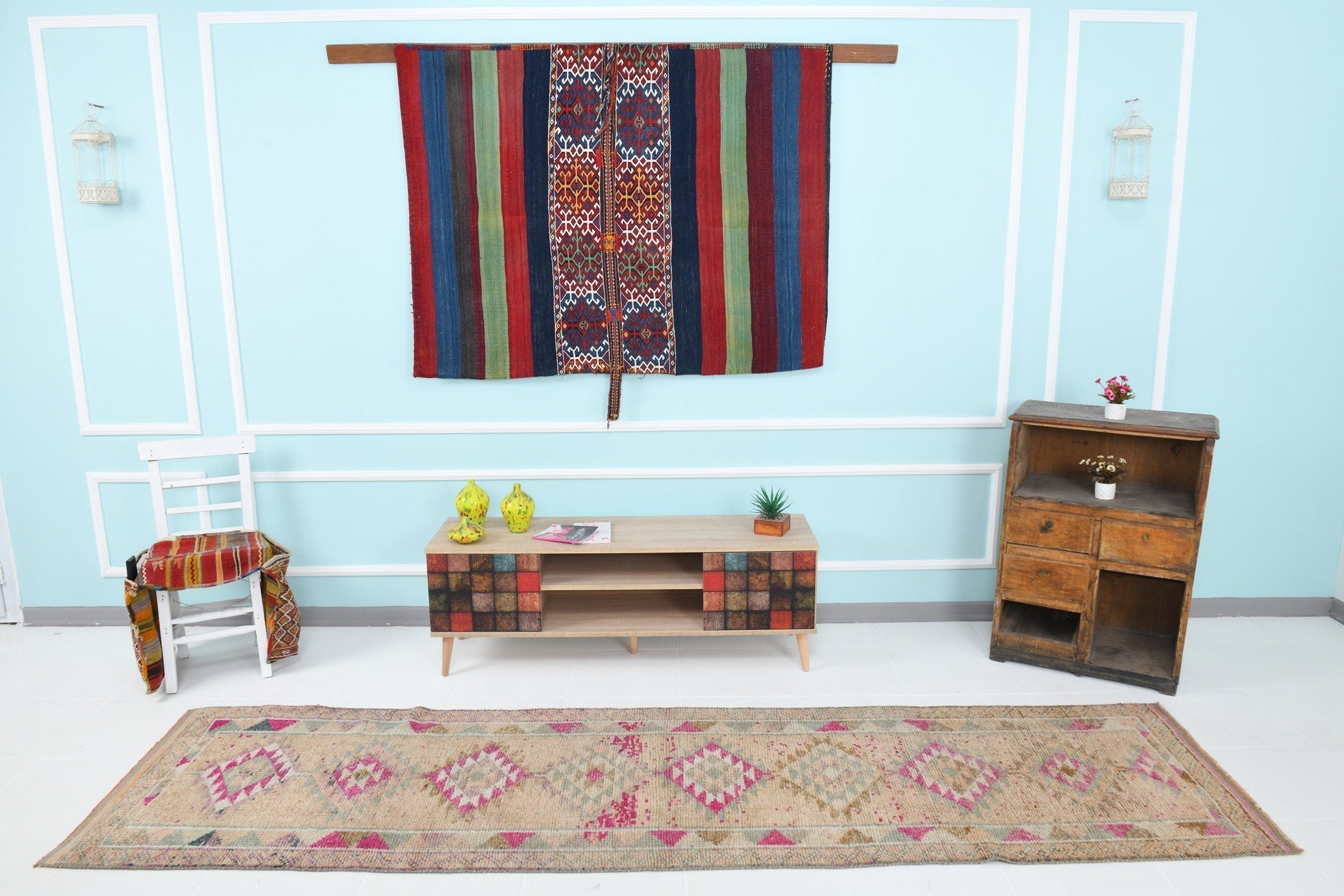 Turkish Vintage Herki Rug 2’10’ x 10’10’