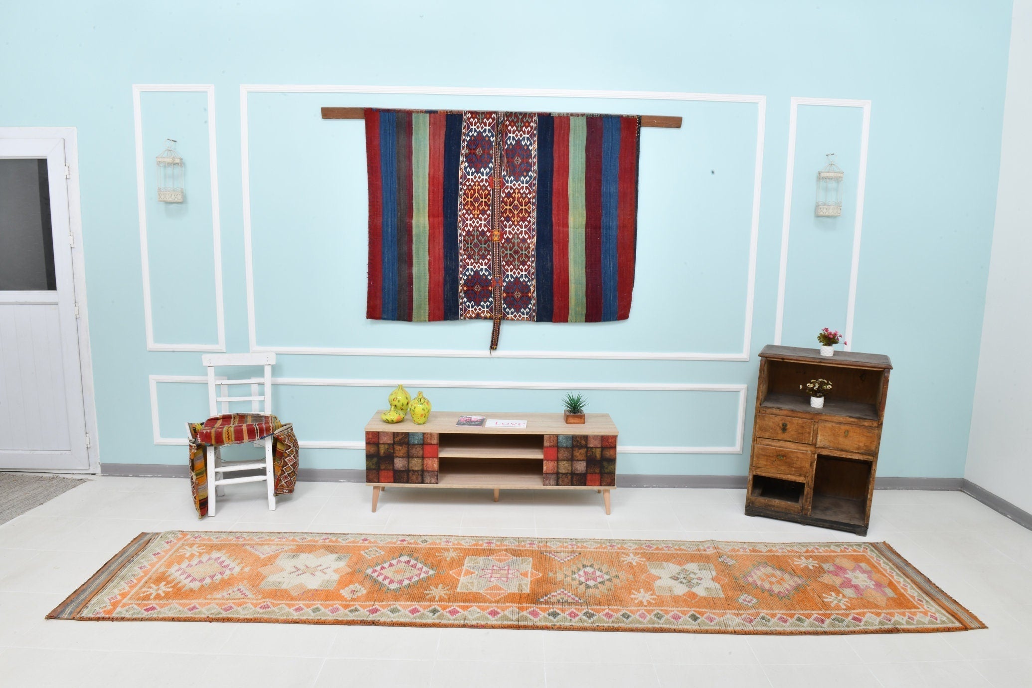 Turkish Vintage Herki Rug 2’10’ x 12’10’